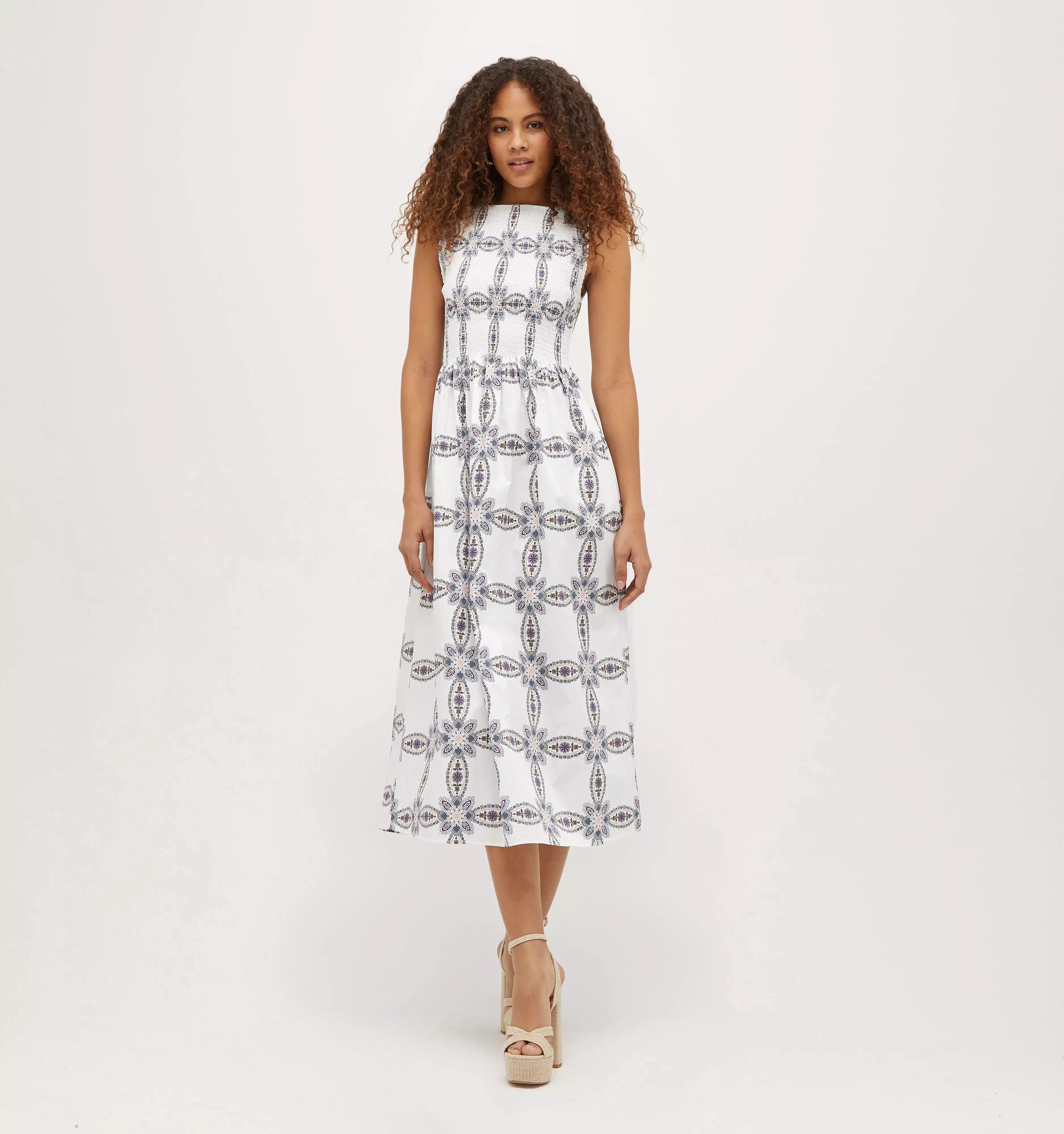 The Cosima Nap Dress - Marseille Geo Cotton Sateen