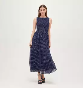 The Cosima Nap Dress - Navy Polka Dot Georgette