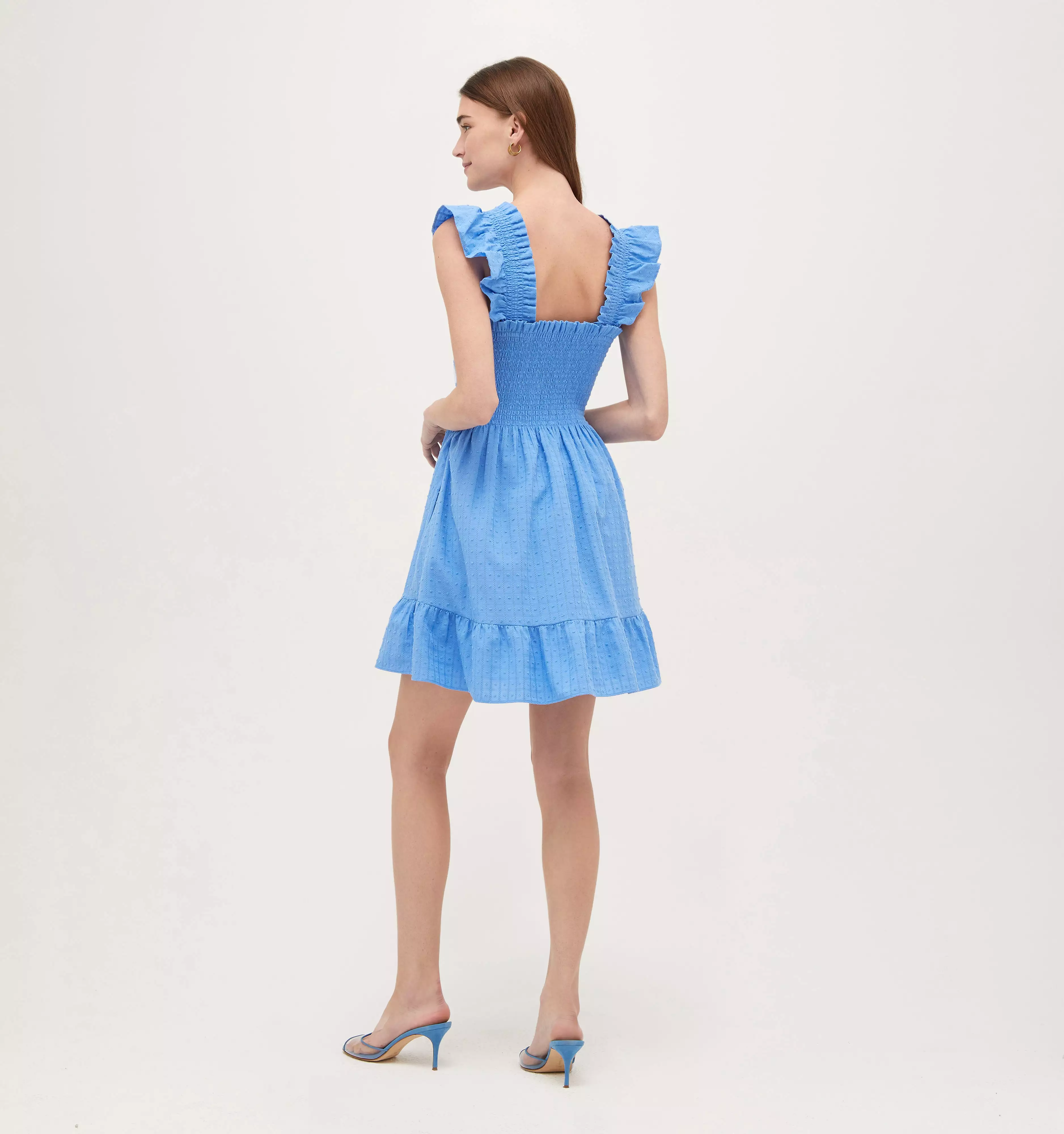 The Elizabeth Nap Dress - Hydrangea Blue Textured Clip Dot