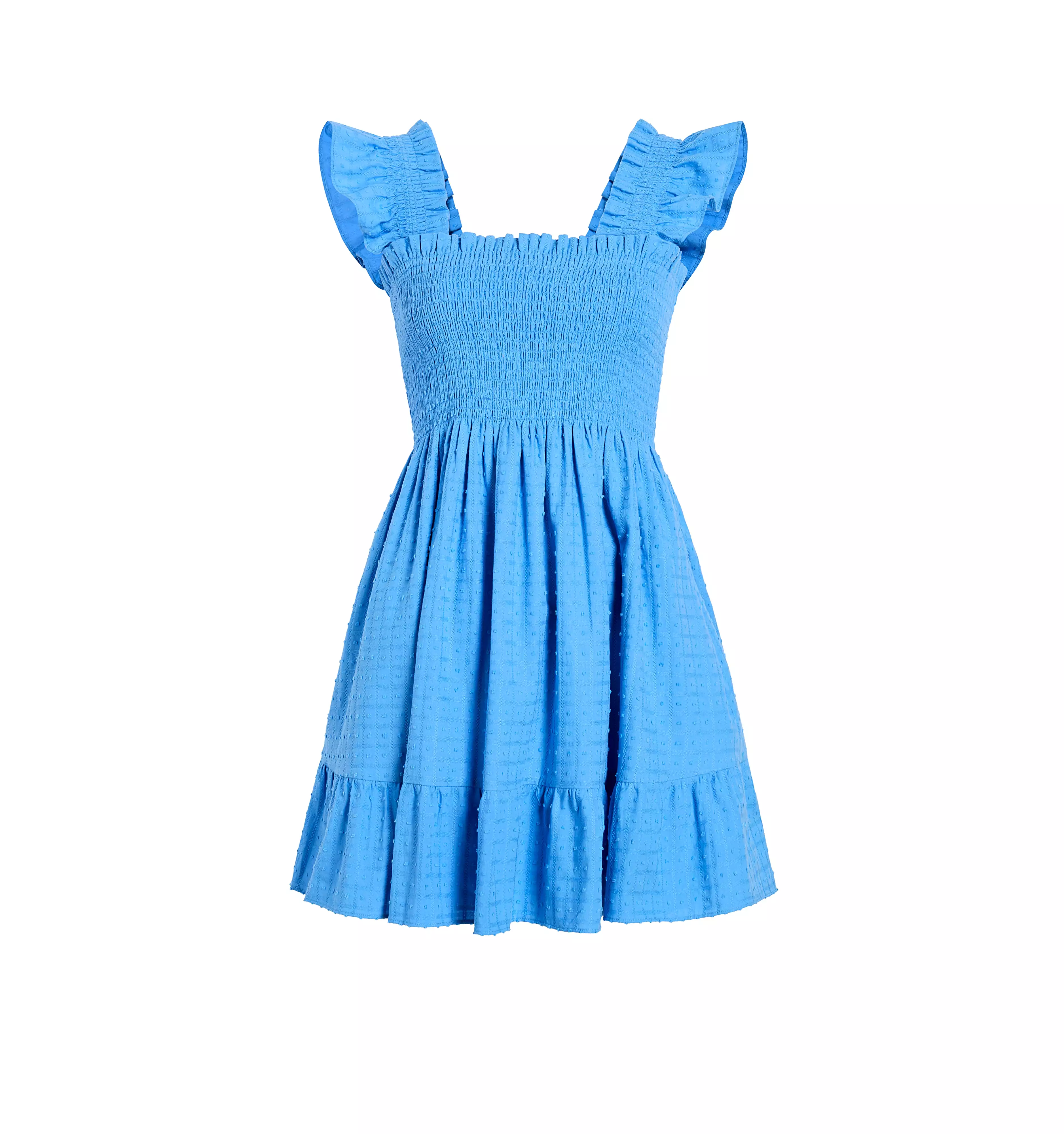 The Elizabeth Nap Dress - Hydrangea Blue Textured Clip Dot