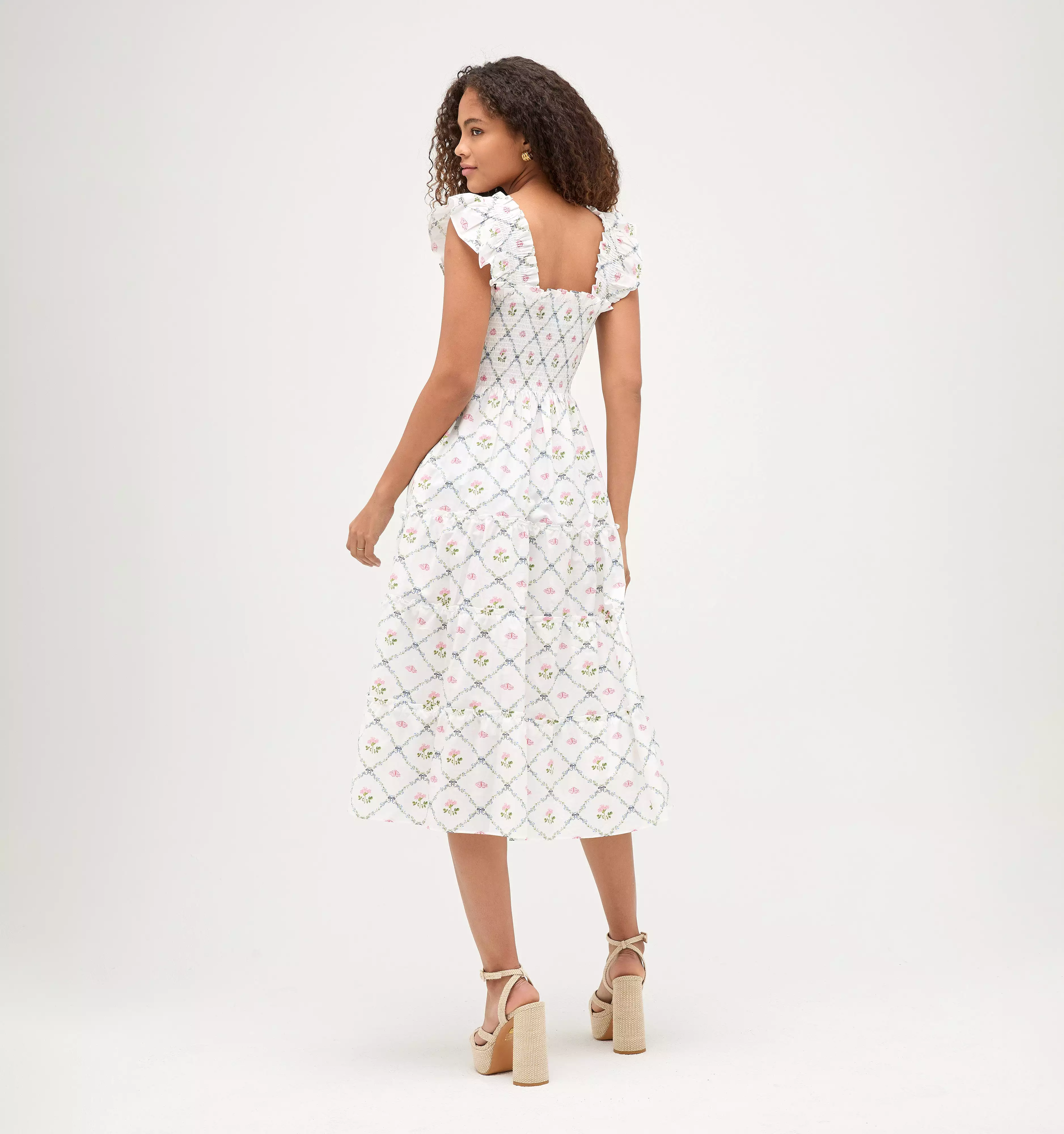 The Ellie Nap Dress - Butterfly Trellis Cotton Poplin