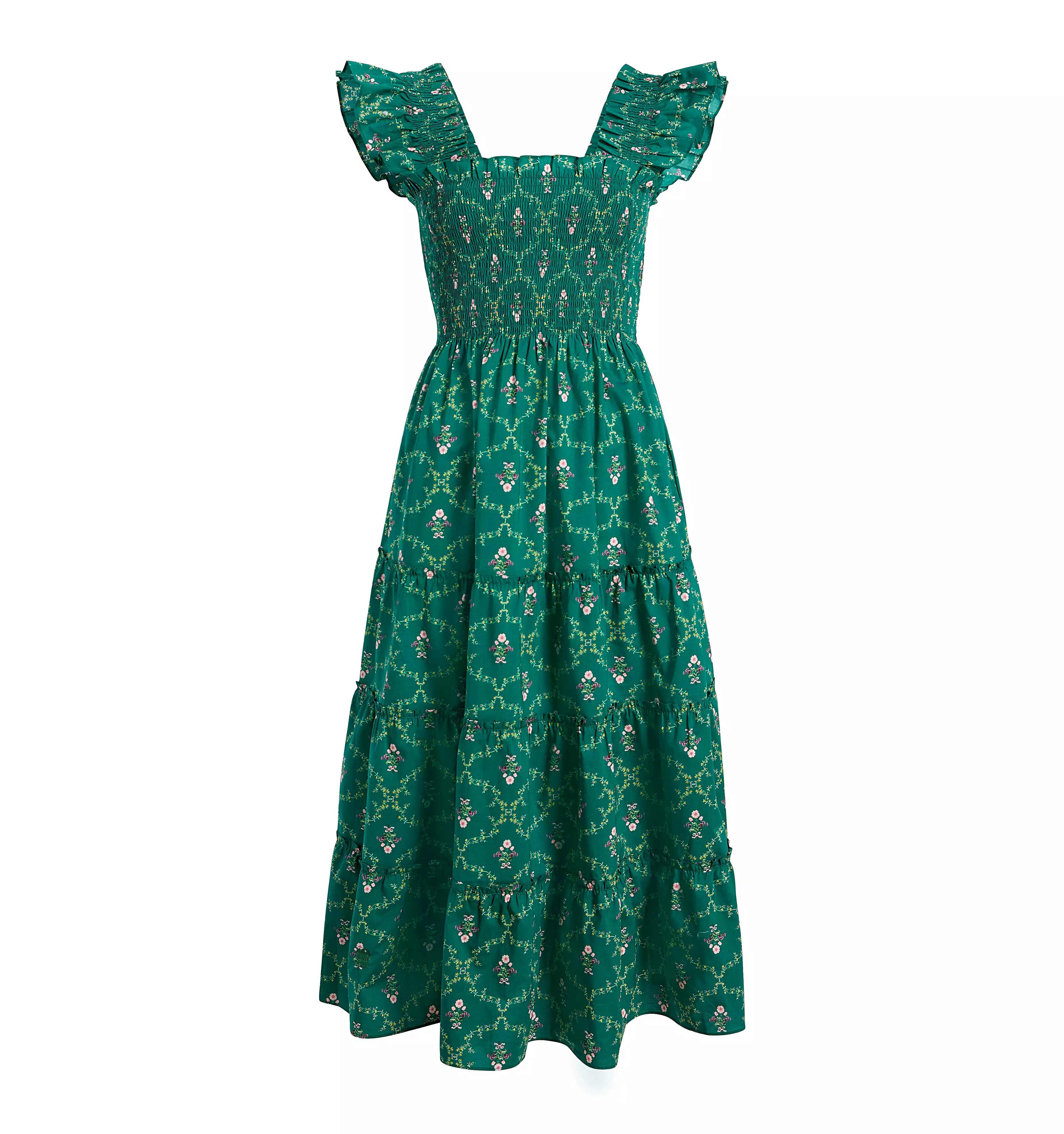 The Ellie Nap Dress - Emerald Trellis