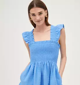 The Ellie Nap Dress - Hydrangea Blue Textured Clip Dot