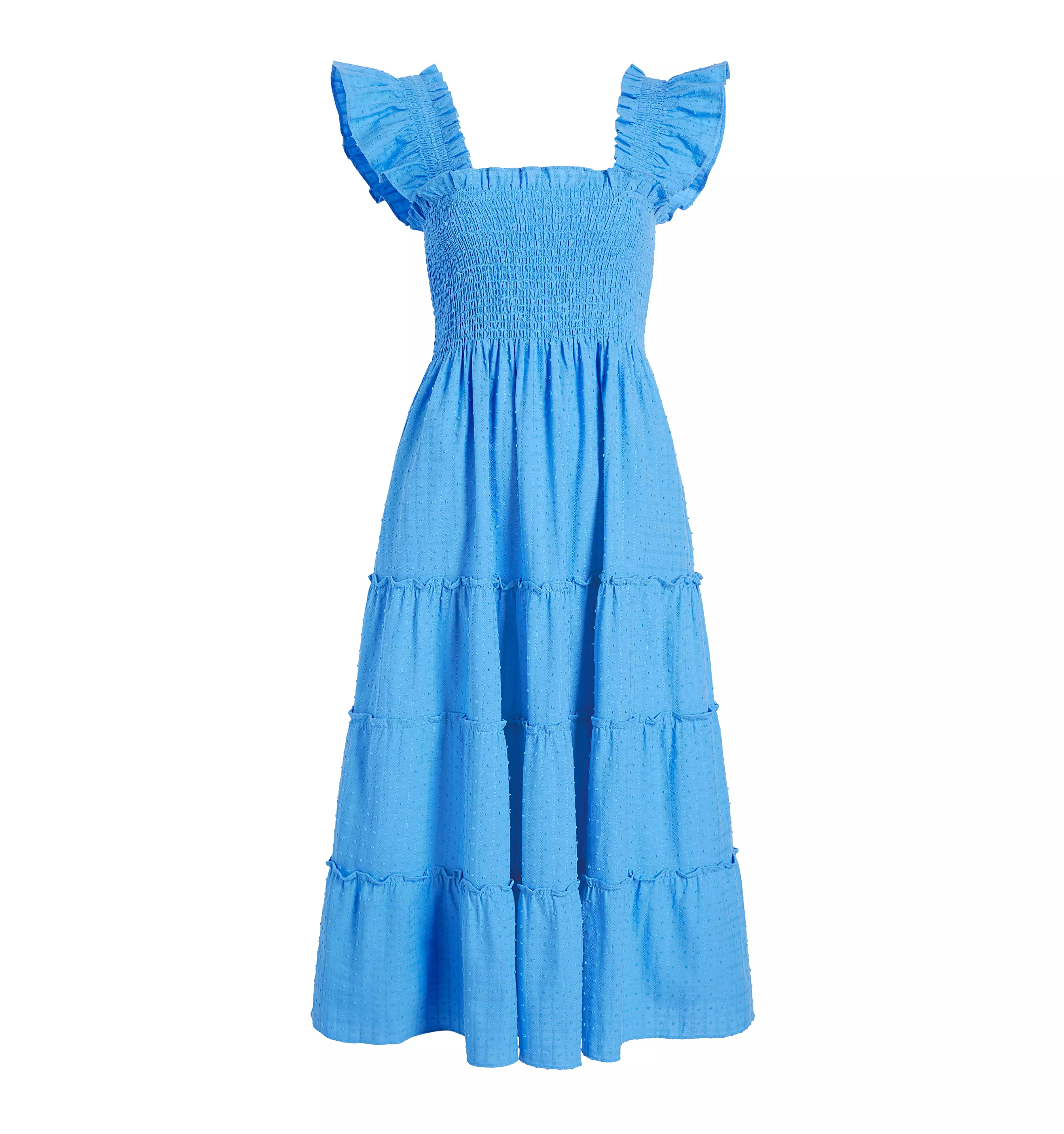 The Ellie Nap Dress - Hydrangea Blue Textured Clip Dot