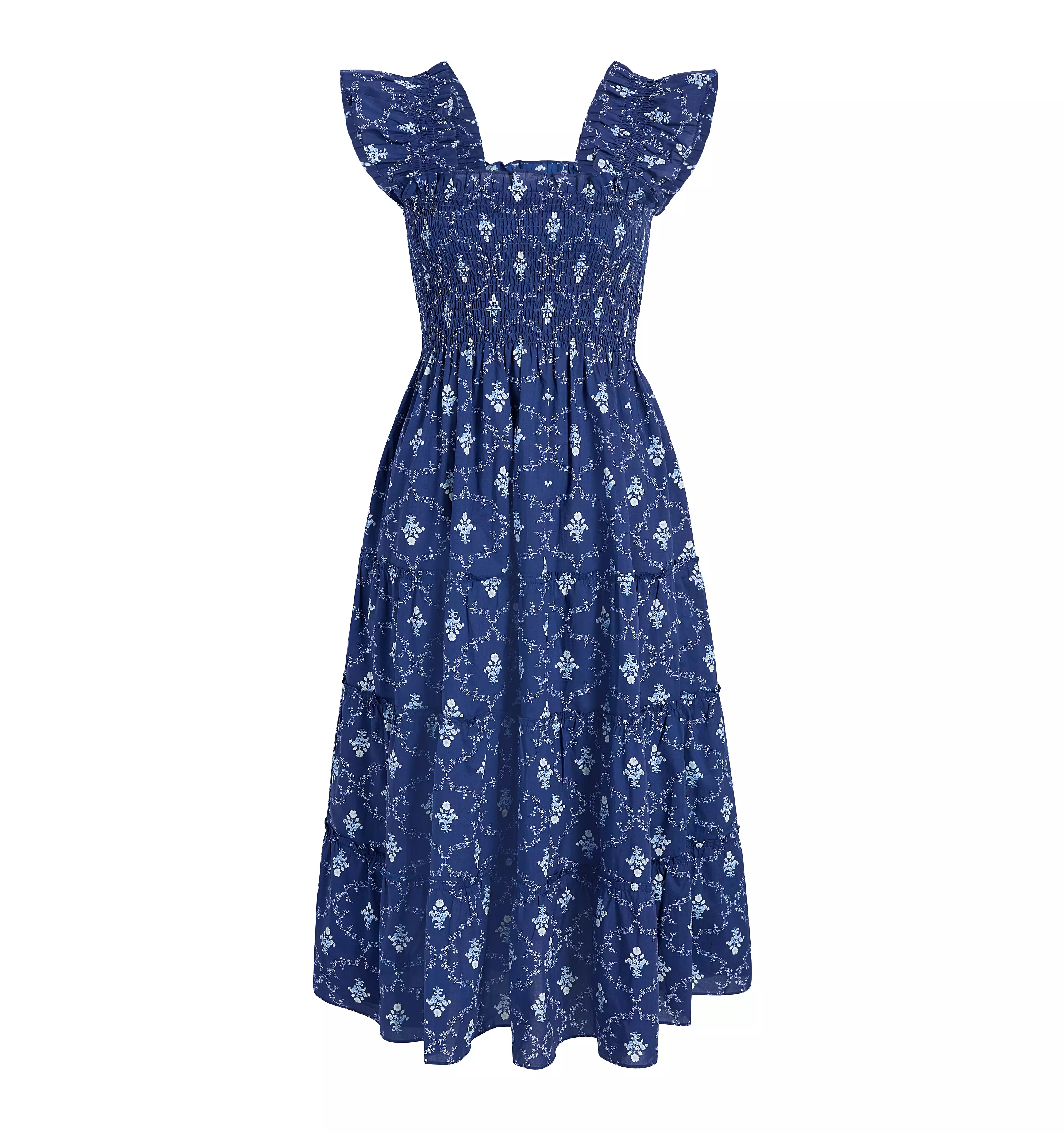 The Ellie Nap Dress - Navy Trellis