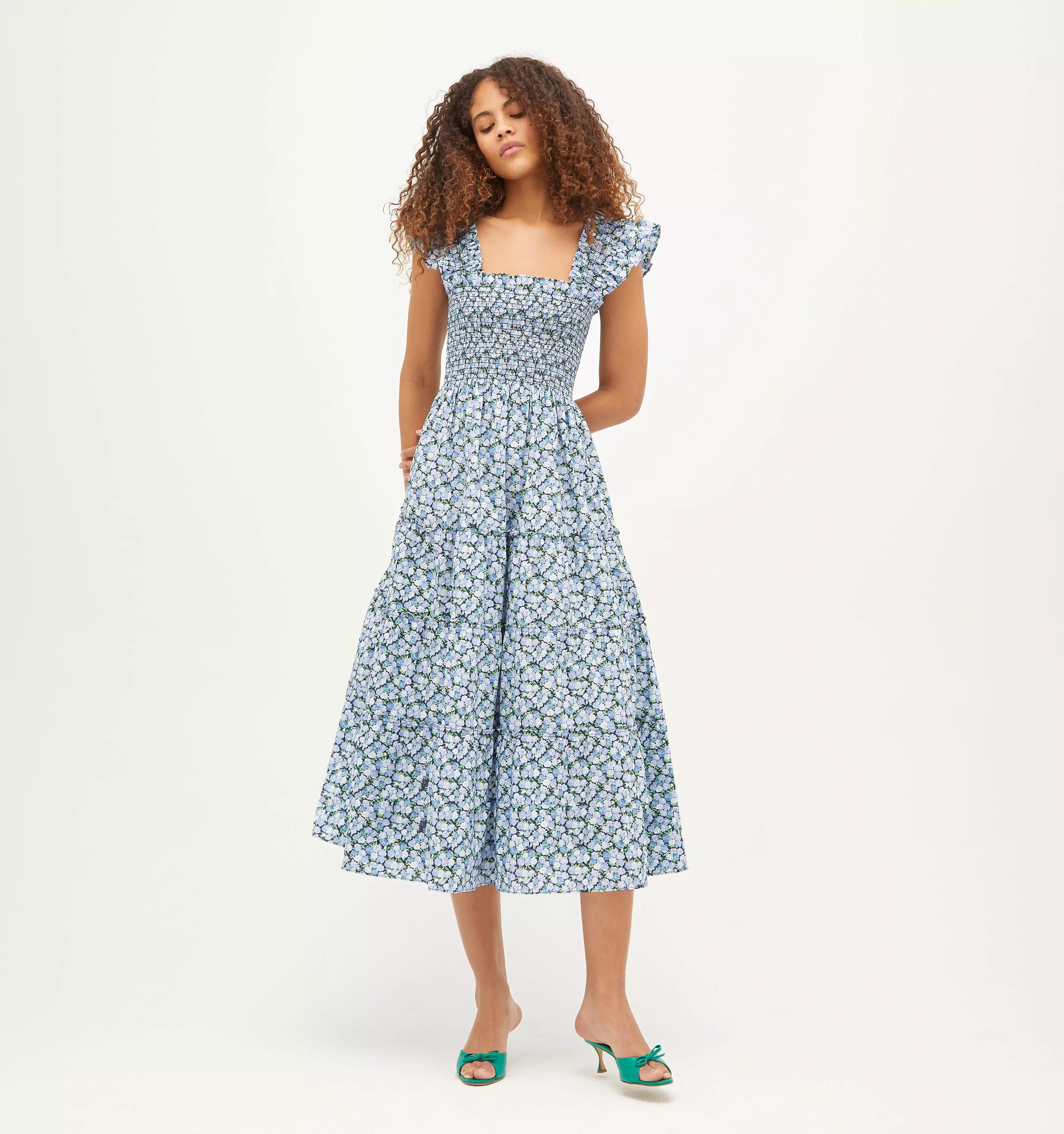 The Ellie Nap Dress - Pansy in Blue Multi Cotton