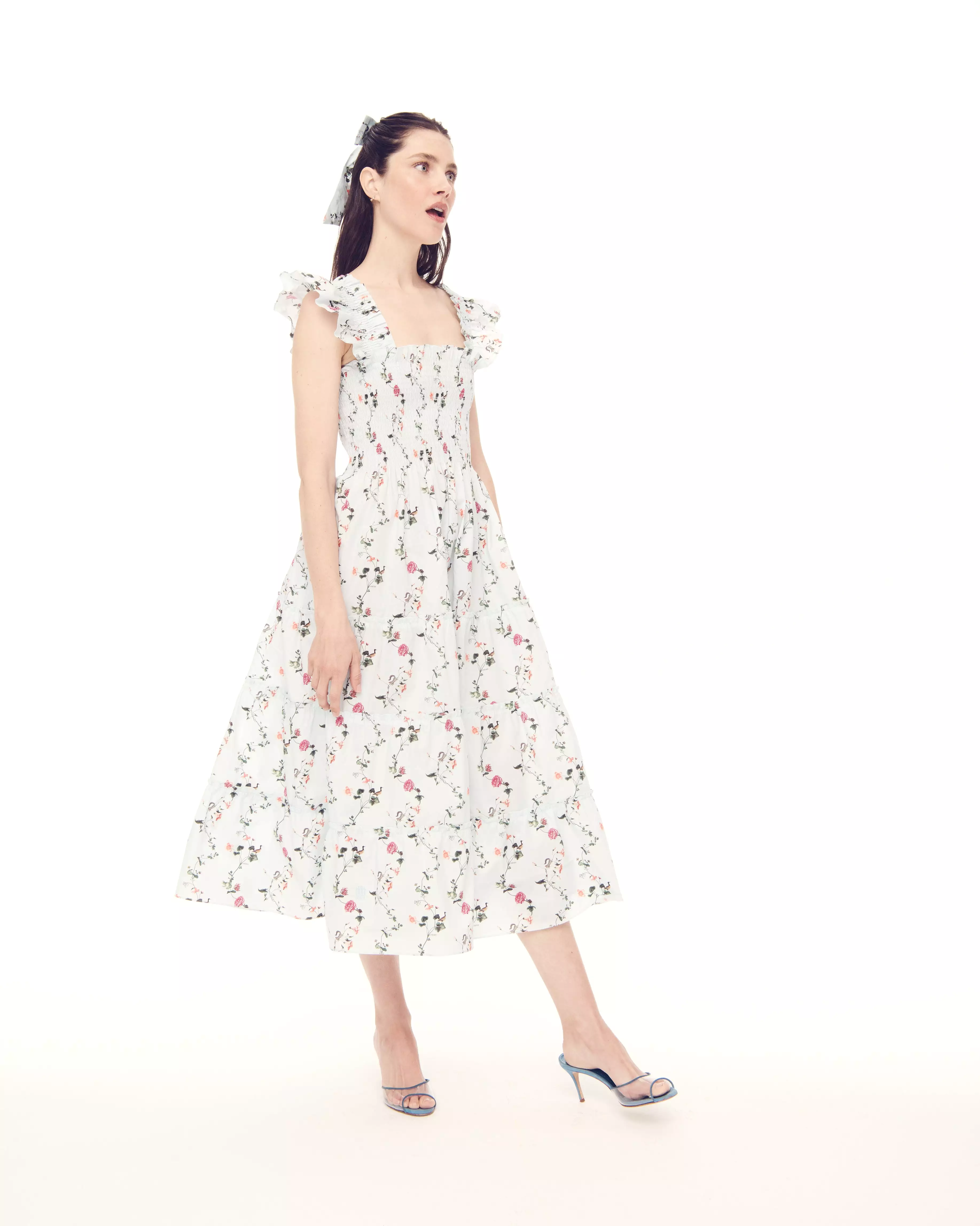 The Ellie Nap Dress - Pond Floral Poplin