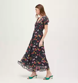 The Georgia Nap Dress - Navy Peony Bouquet