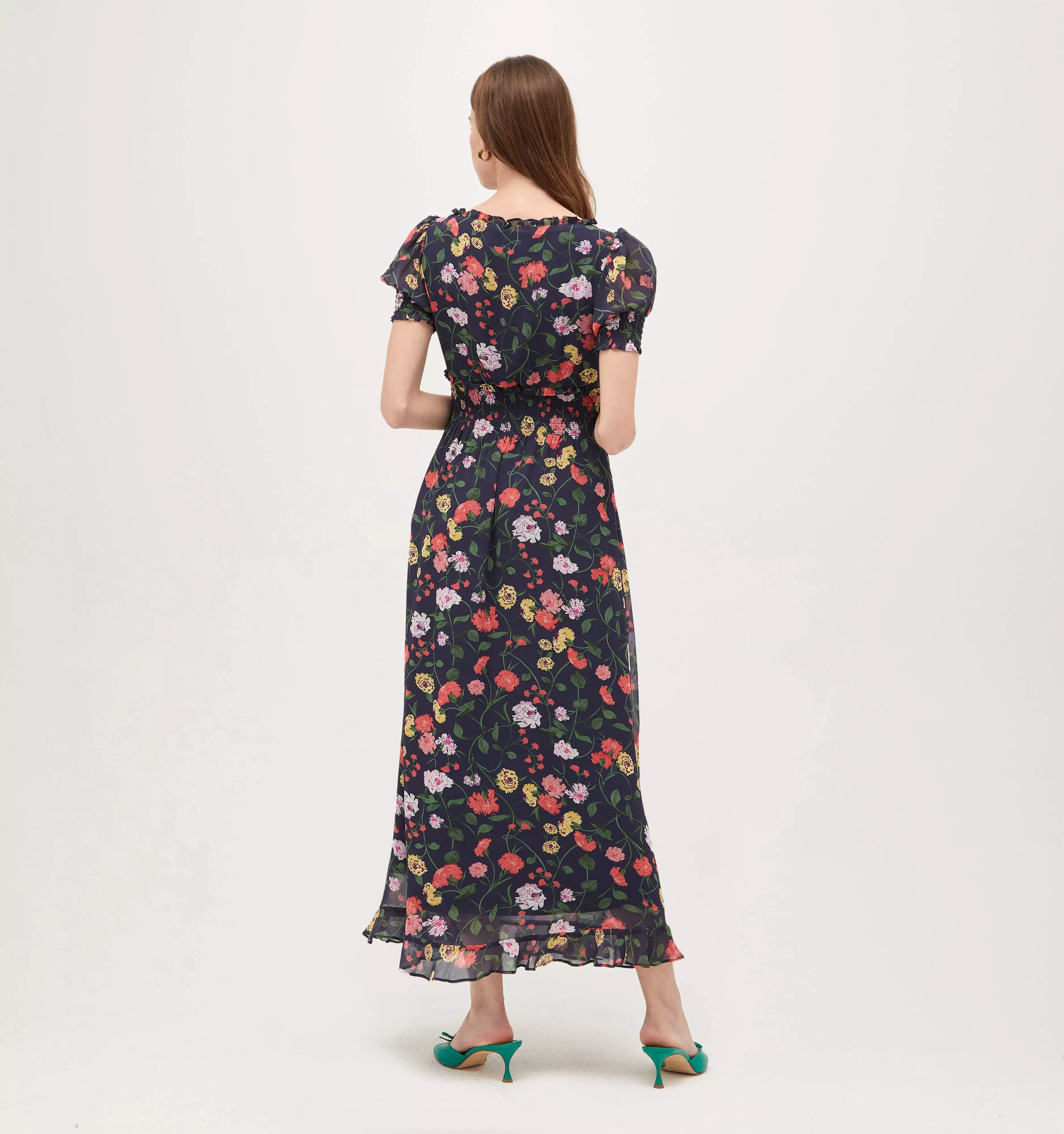 The Georgia Nap Dress - Navy Peony Bouquet