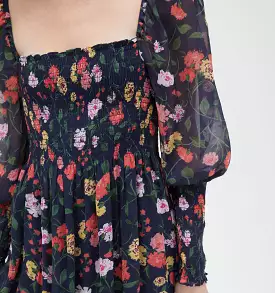 The Grace Maxi Nap Dress - Navy Peony Bouquet Georgette