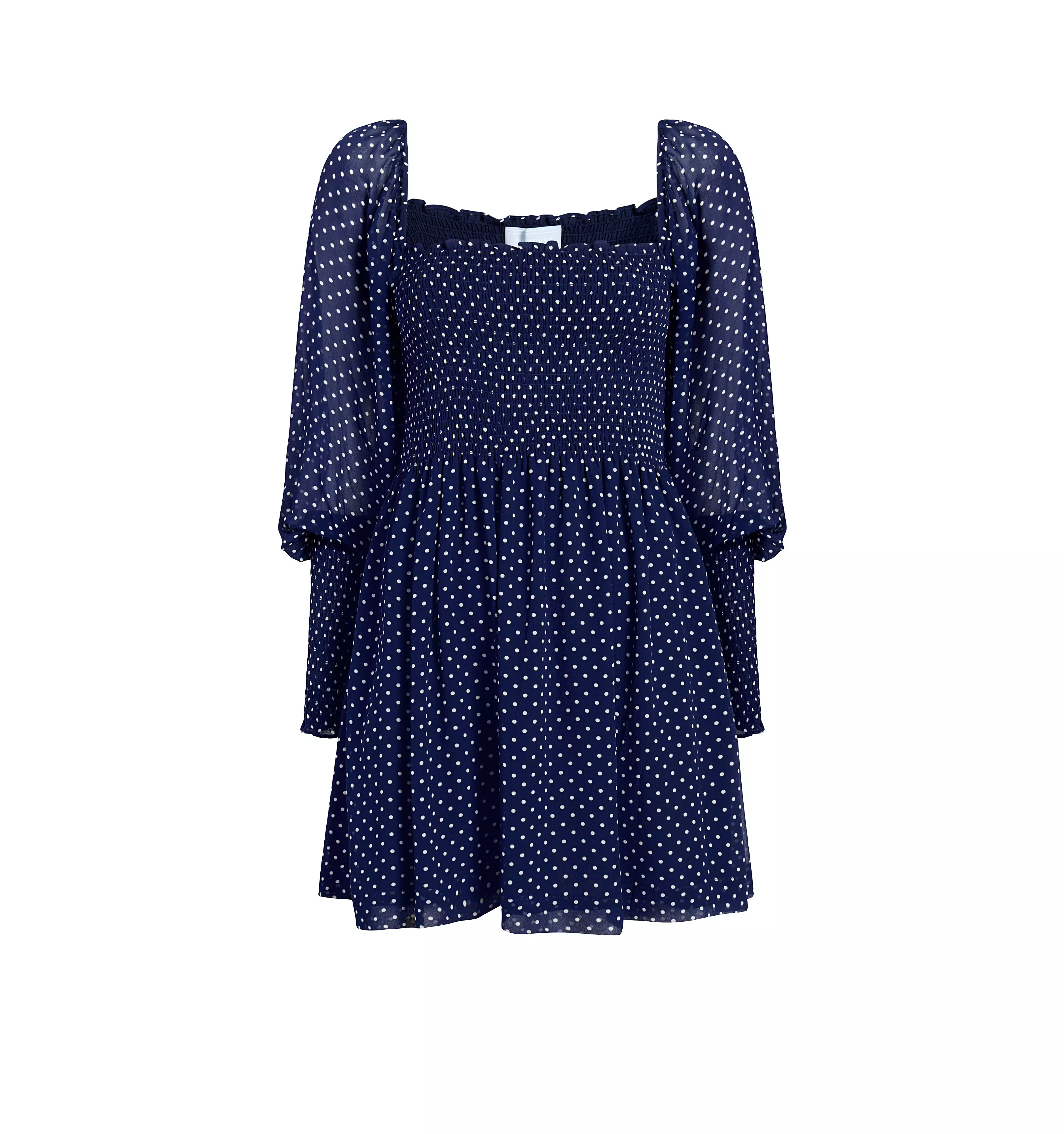 The Grace Mini Nap Dress - Navy Polka Dot Georgette