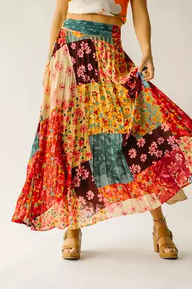 The Hanover Pleated Midi Skirt in Rococo Garden