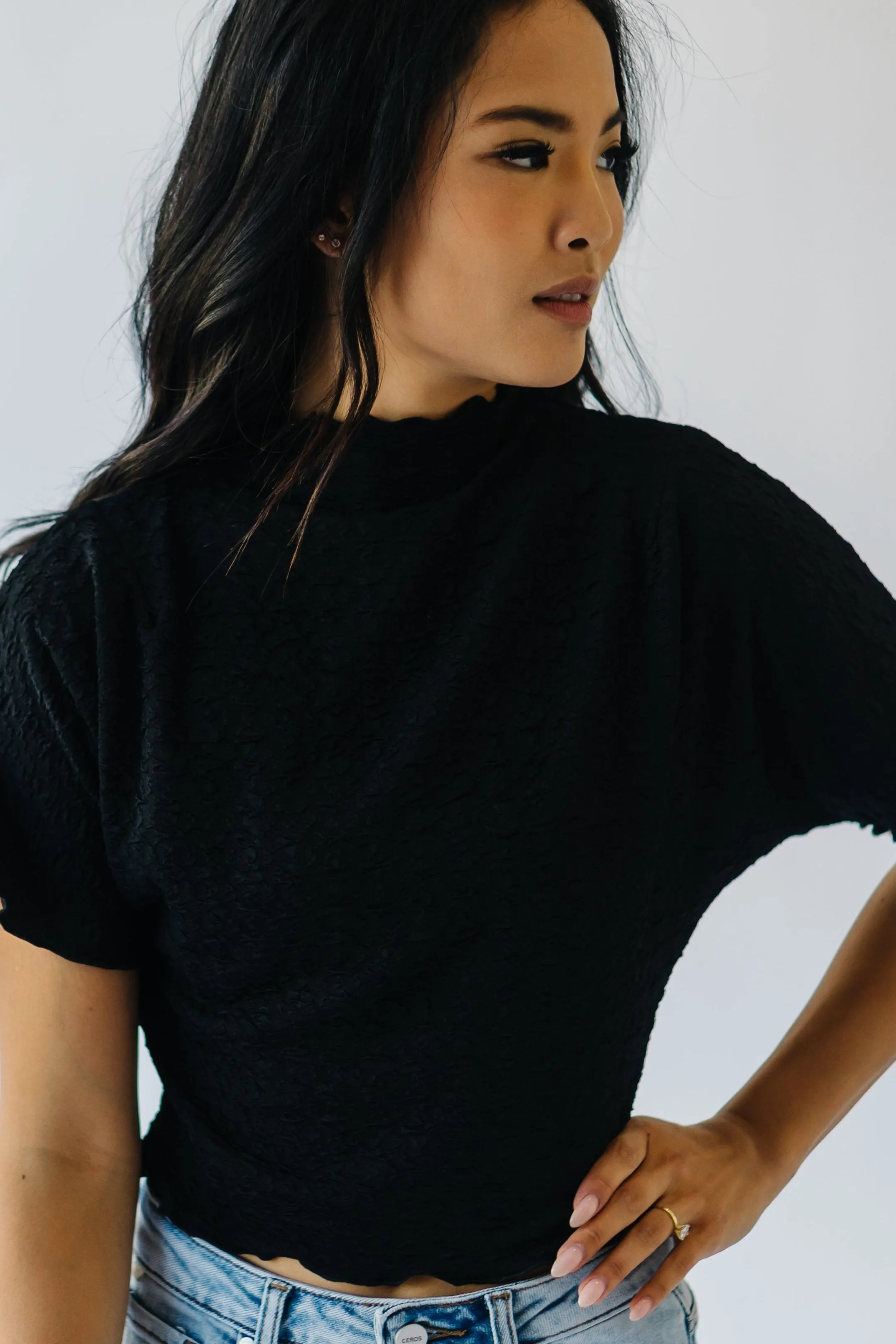 The Hooper Textured Blouse in Black