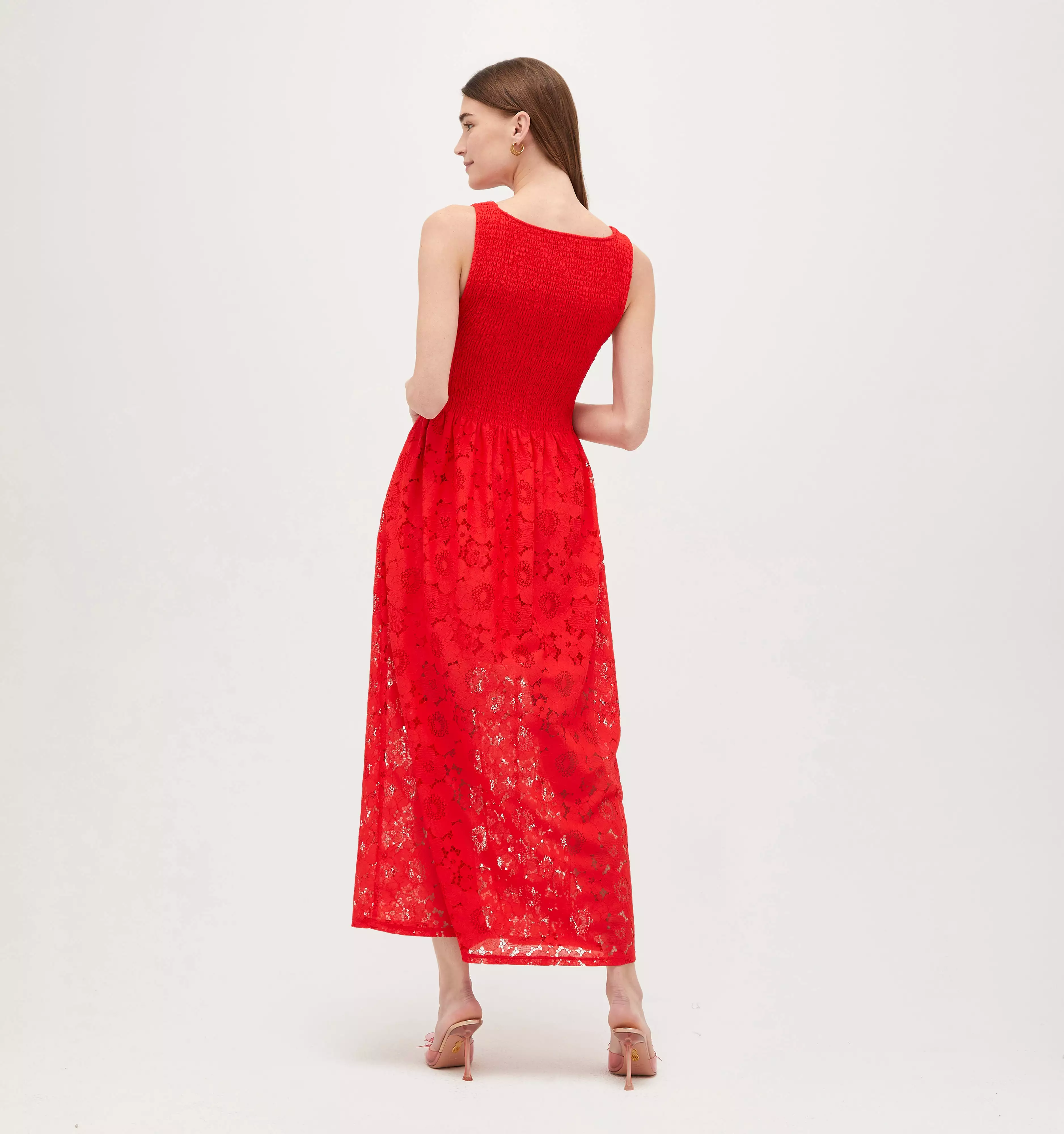 The Lace Cosima Nap Dress - Poppy Red Floral Lace