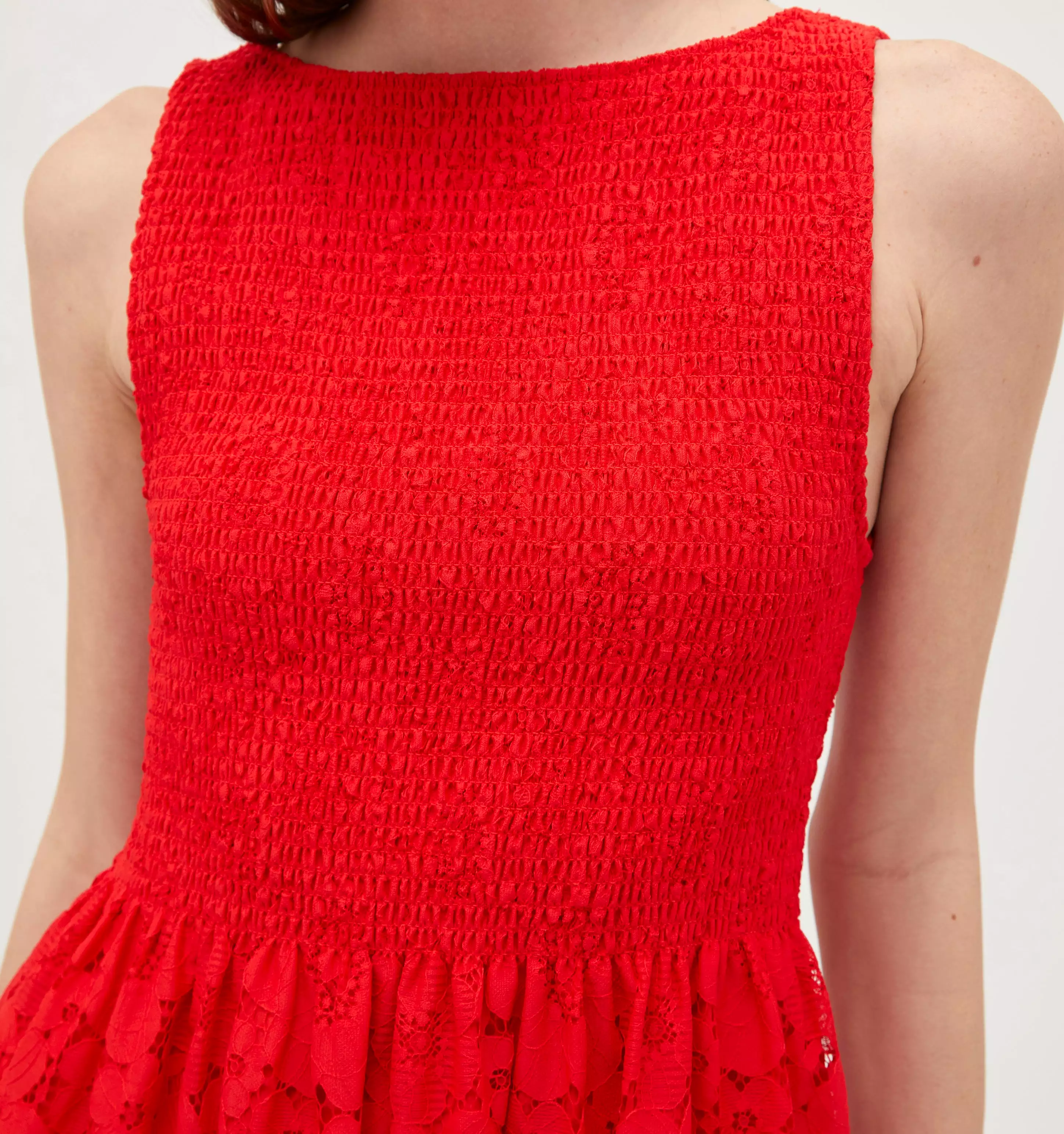 The Lace Cosima Nap Dress - Poppy Red Floral Lace