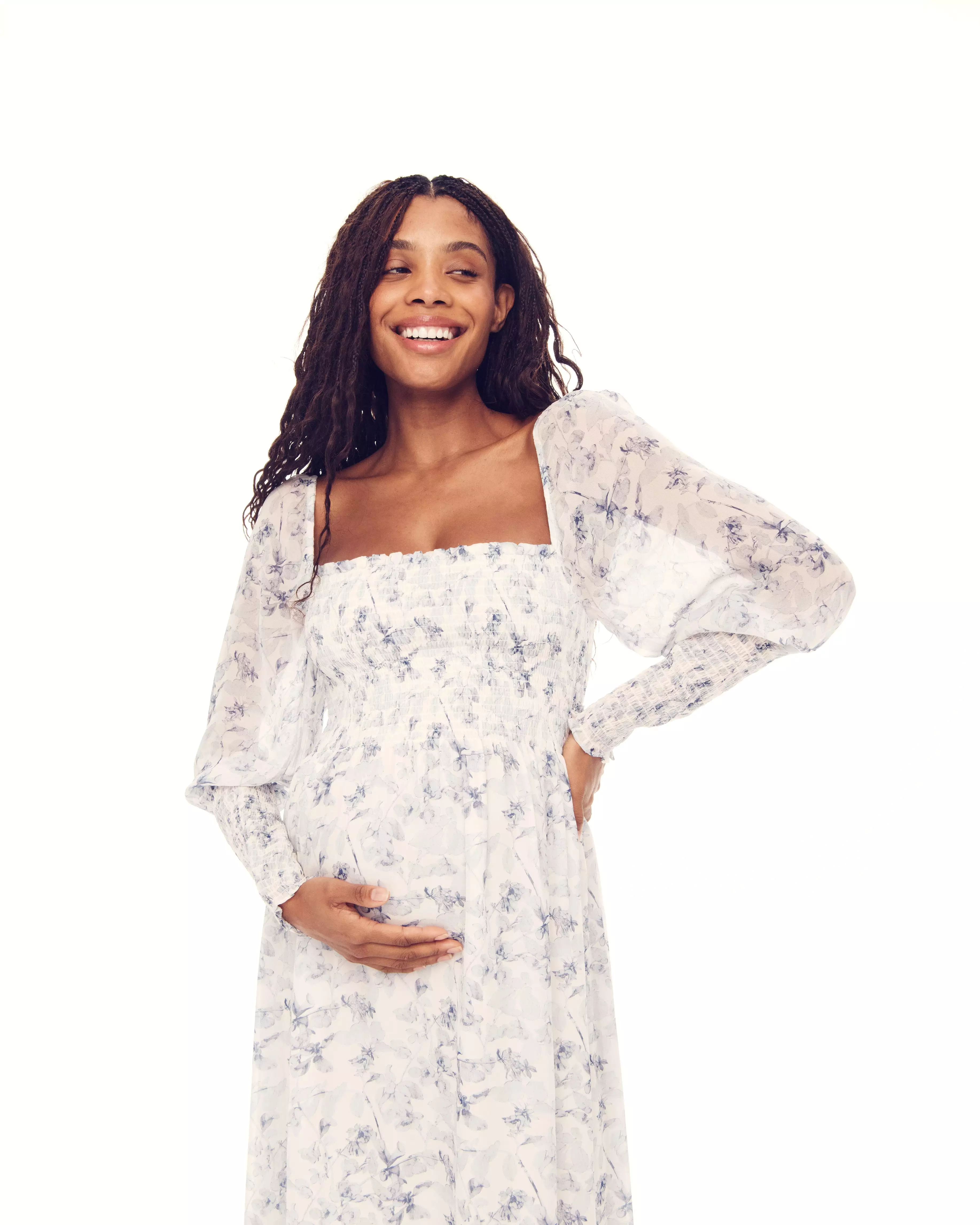 The Maternity Grace Maxi Nap Dress - Pressed Flowers Georgette