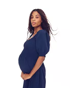 The Maternity Louisa Nap Dress - Navy Crepe