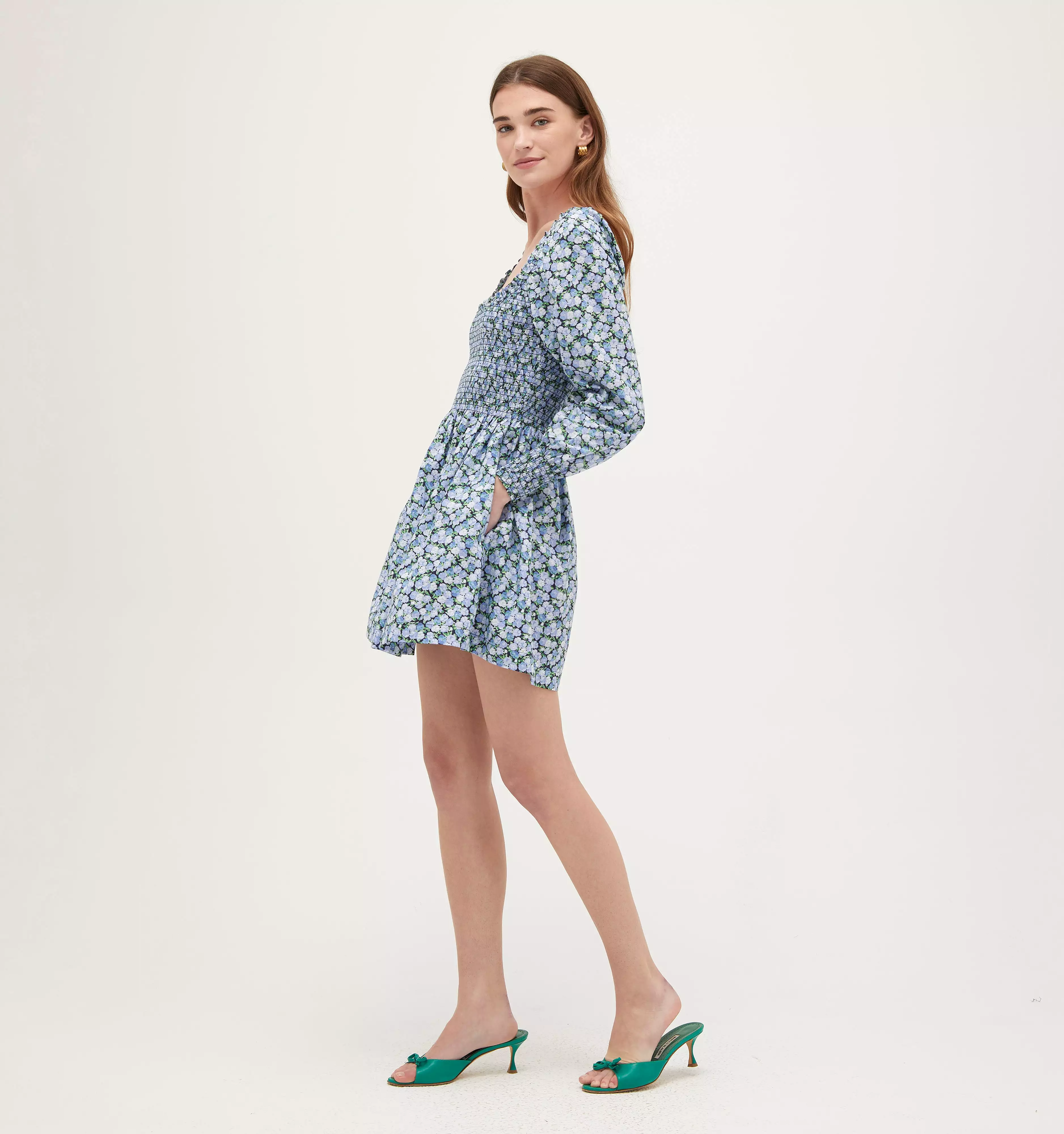 The Norah Nap Dress - Pansy in Blue Multi Cotton