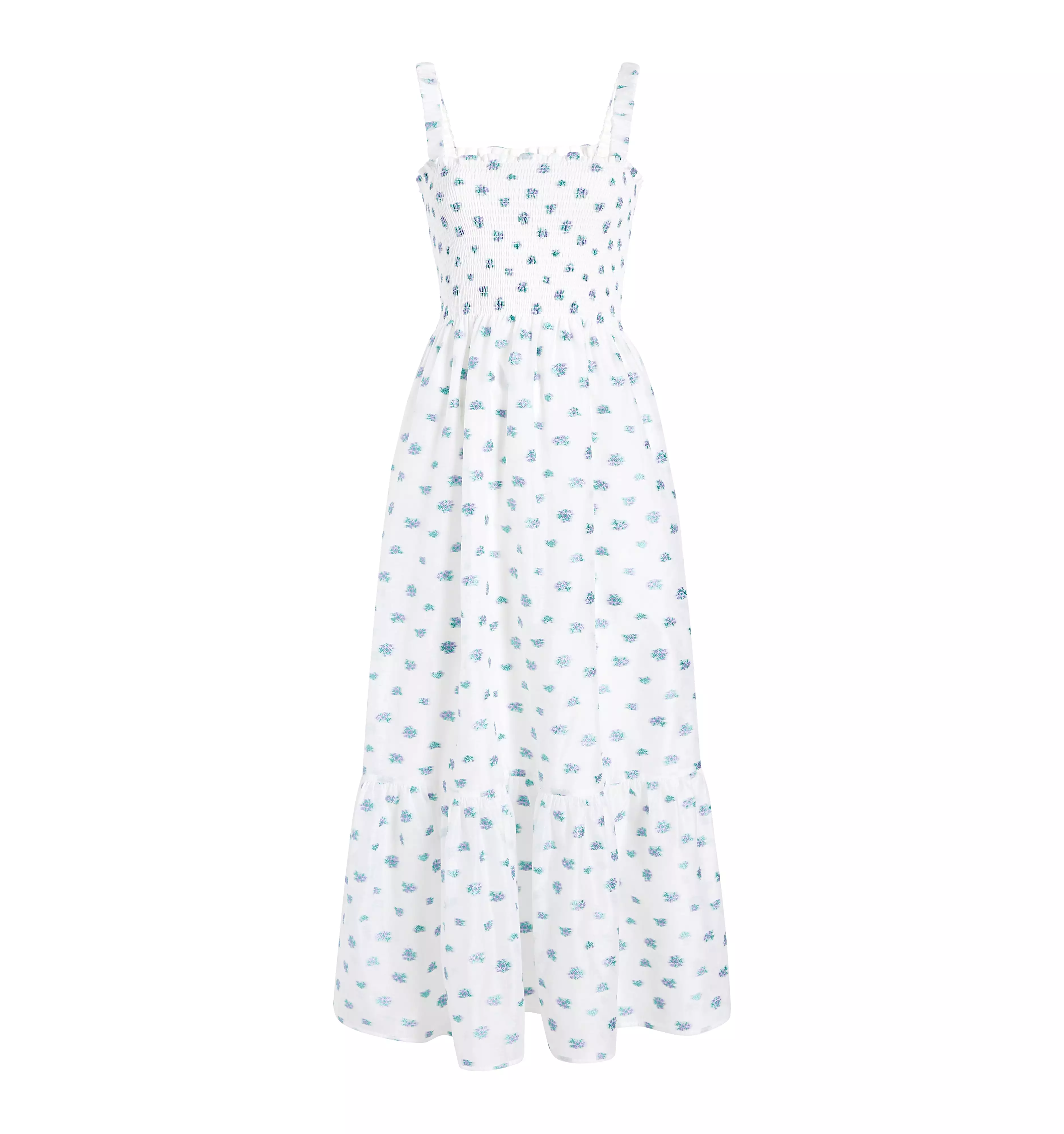 The Organza Anjuli Nap Dress - Spearmint/Lilac Floral Jacquard