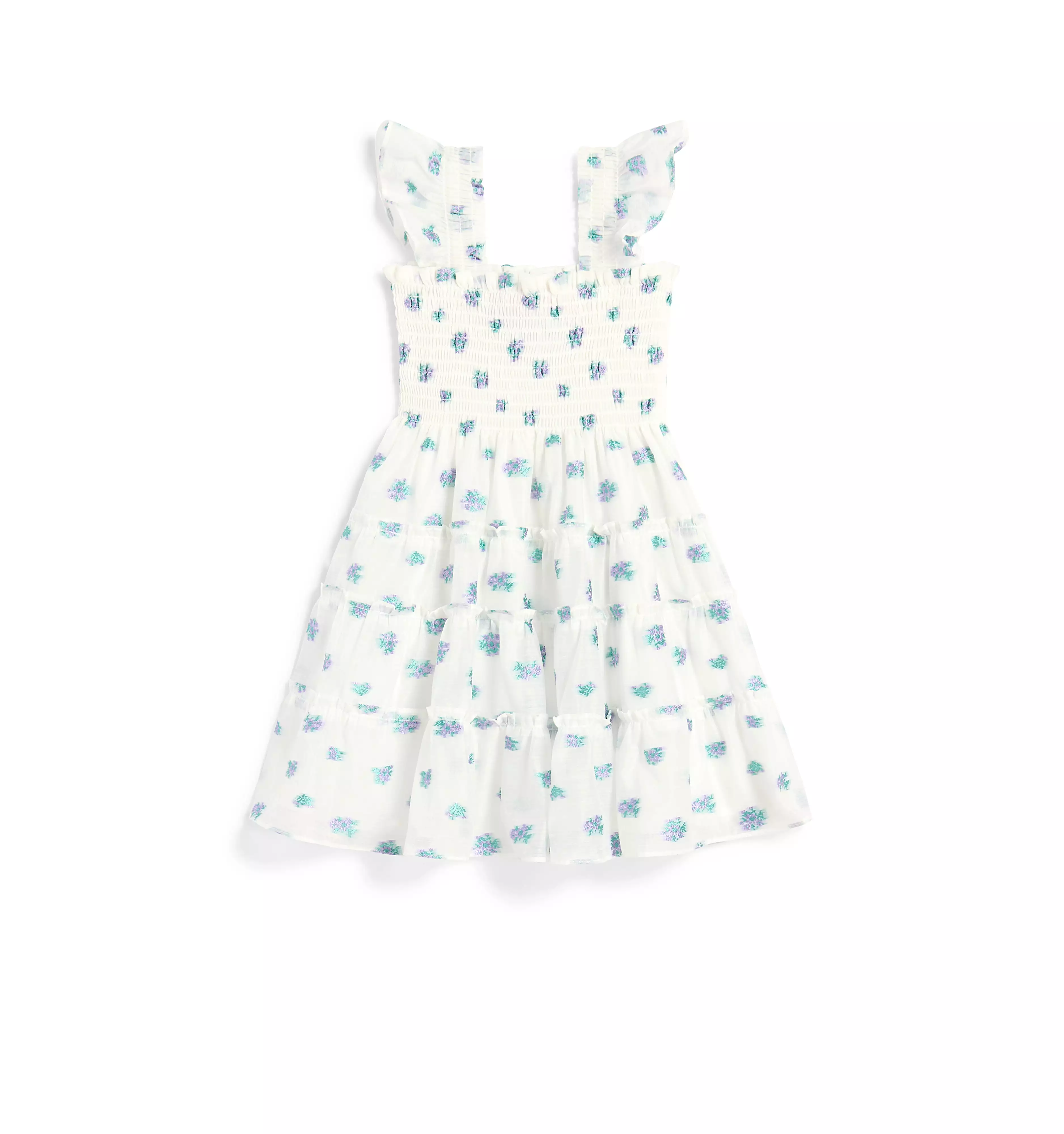 The Organza Baby Ellie Nap Dress - Spearmint/Lilac Floral Jacquard