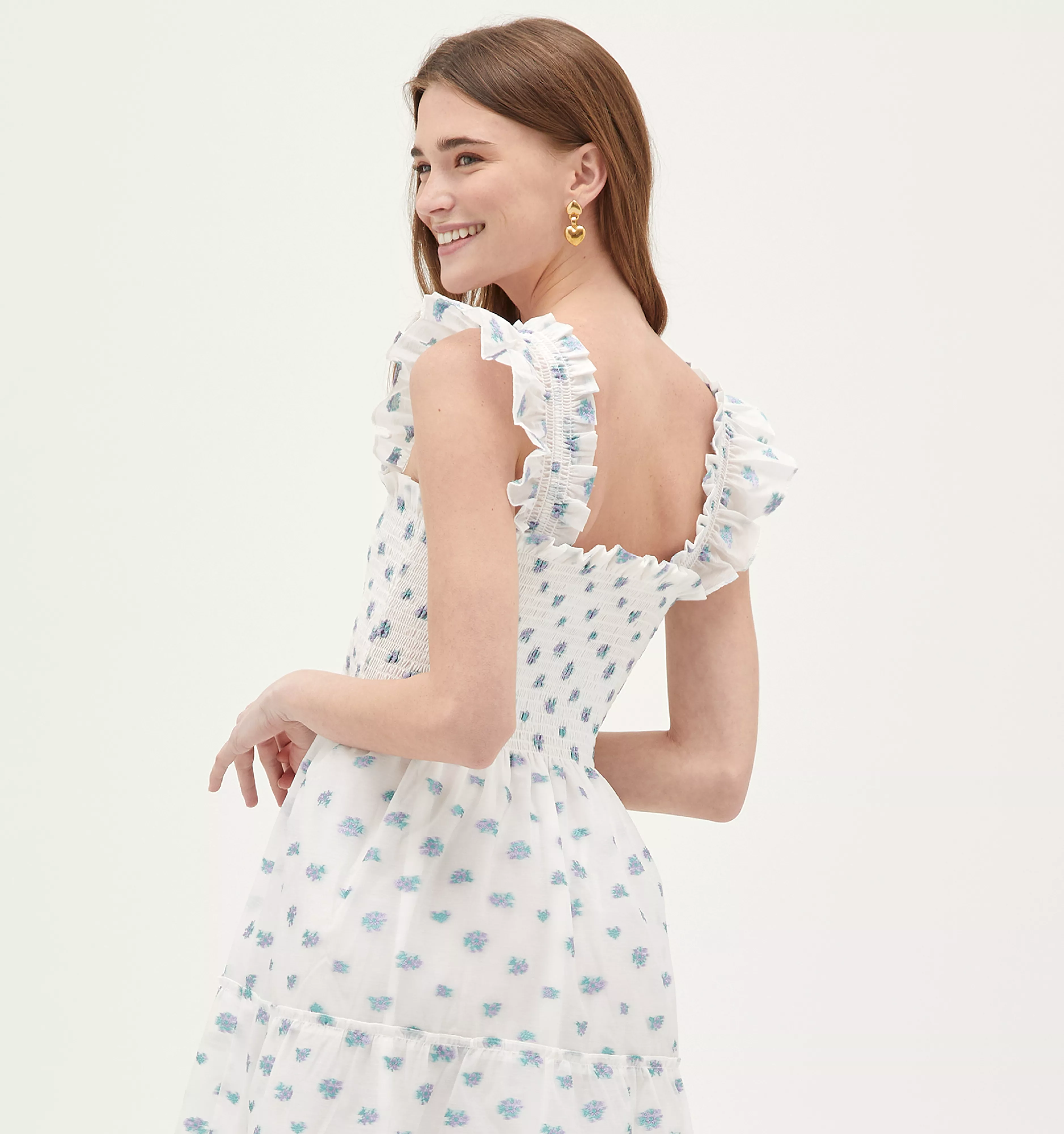 The Organza Ellie Nap Dress - Spearmint/Lilac Floral Jacquard