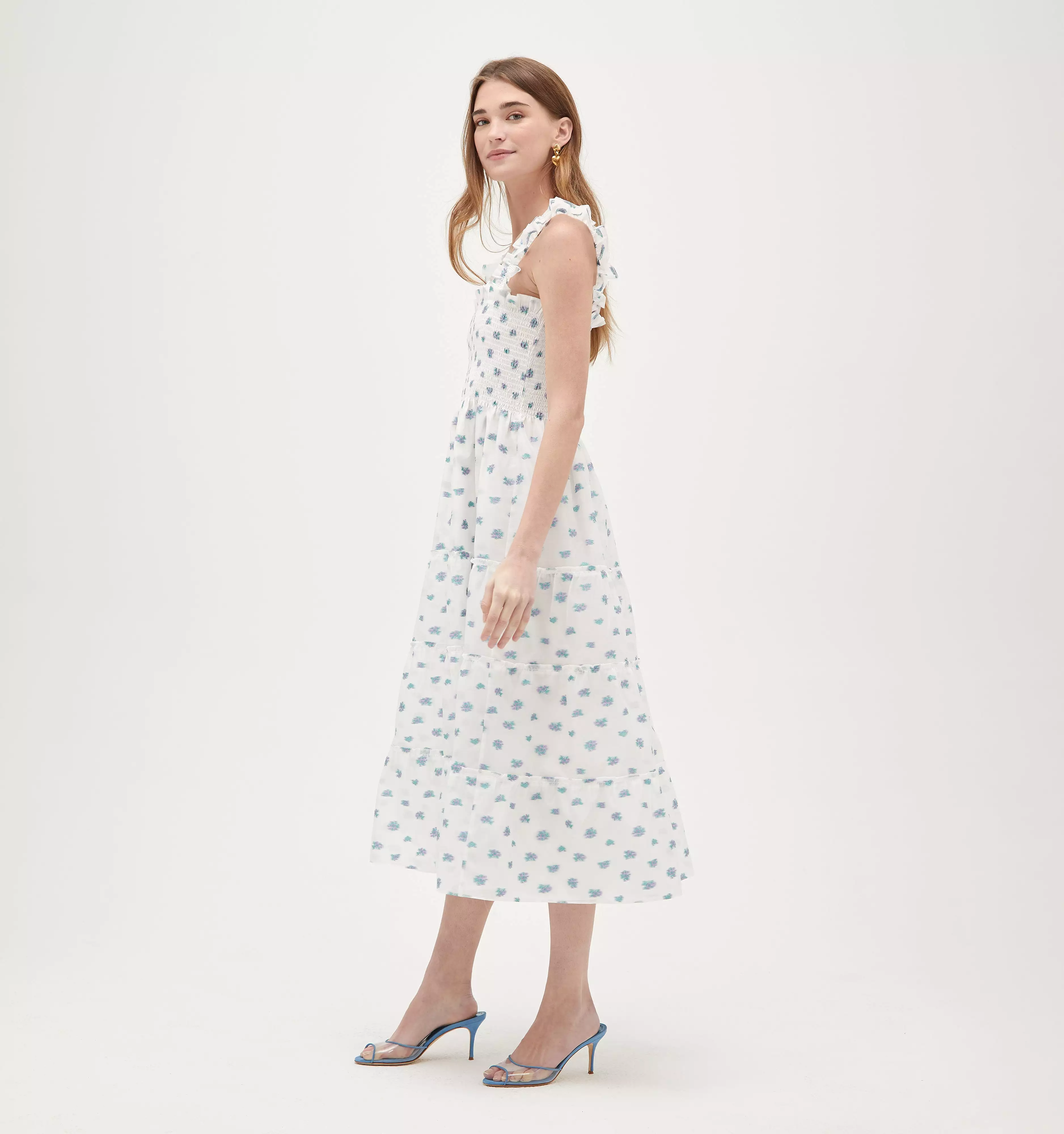 The Organza Ellie Nap Dress - Spearmint/Lilac Floral Jacquard