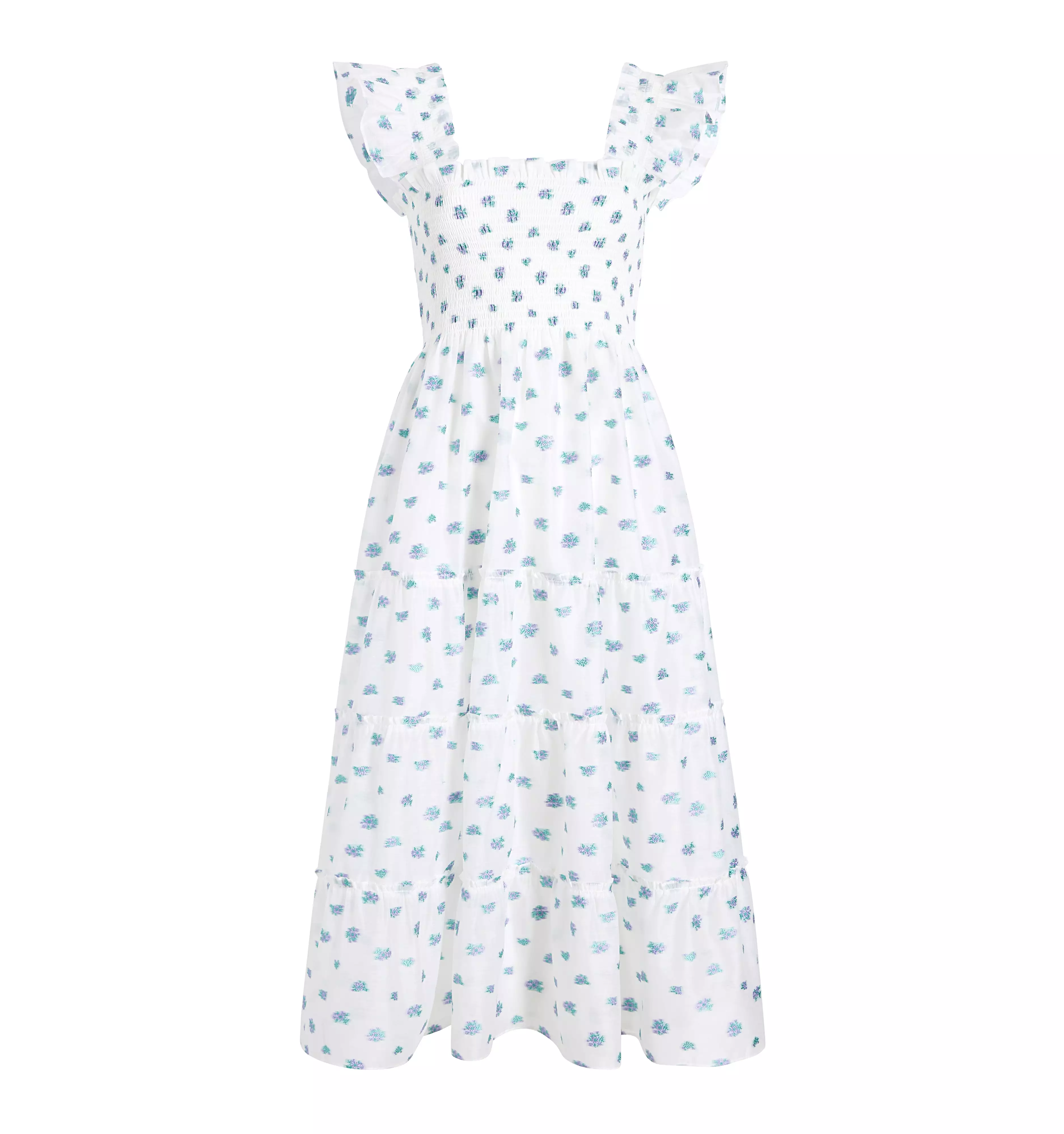 The Organza Ellie Nap Dress - Spearmint/Lilac Floral Jacquard