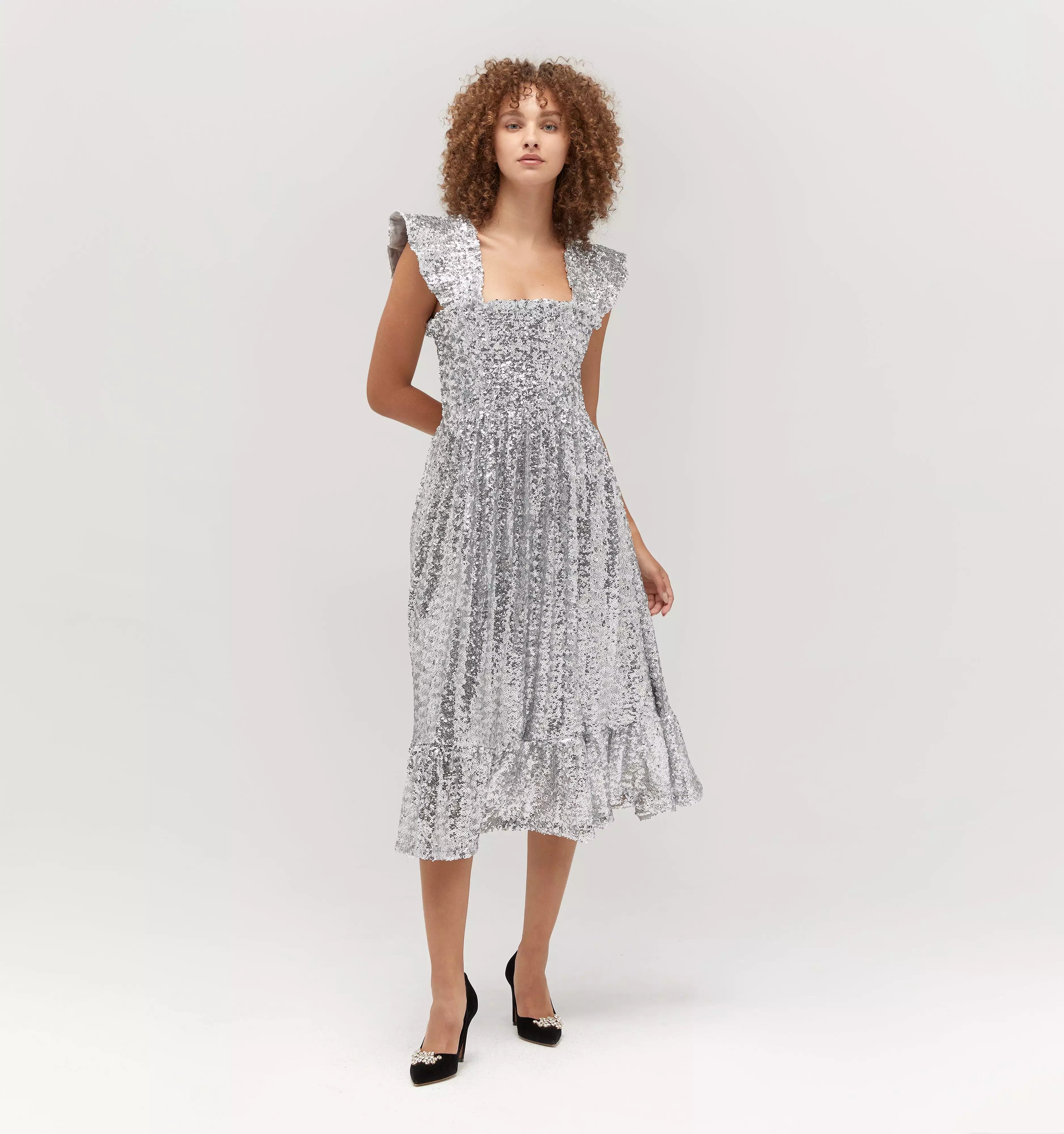 The Sequin Ellie Nap Dress - Silver Sequin