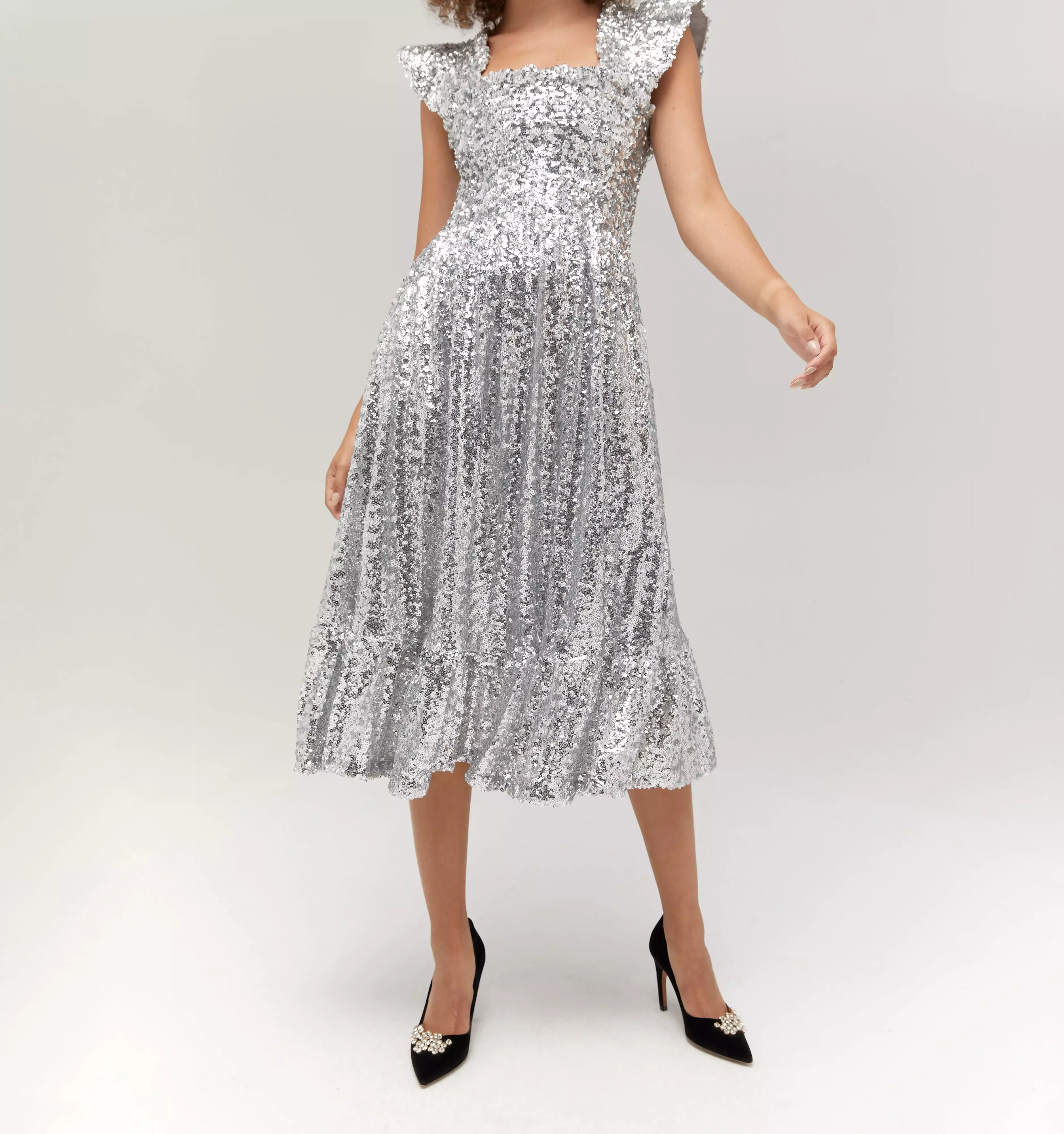 The Sequin Ellie Nap Dress - Silver Sequin