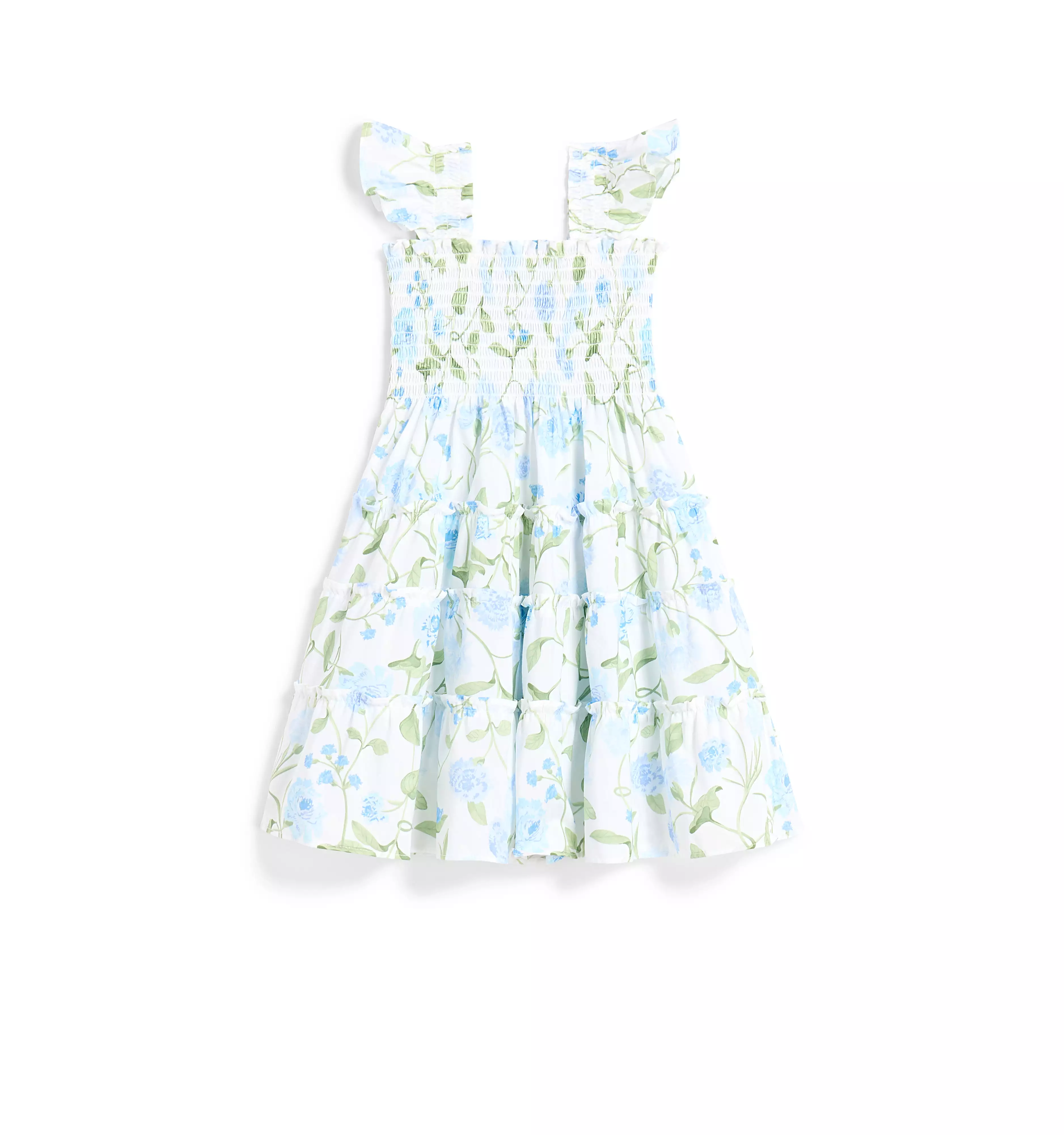 The Tiny Ellie Nap Dress - Blue Peony Bouquet Cotton