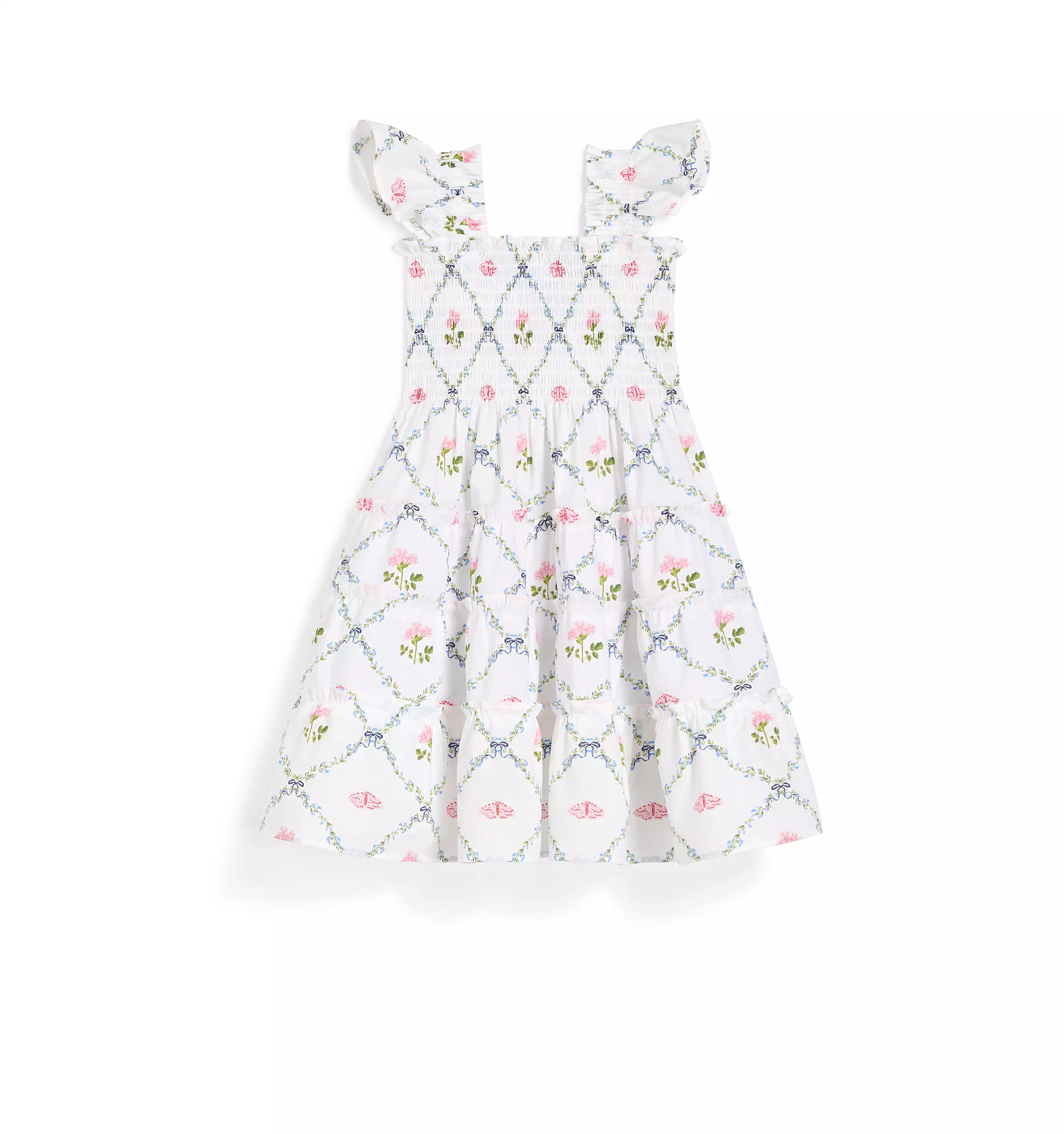 The Tiny Ellie Nap Dress - Butterfly Trellis Cotton Poplin