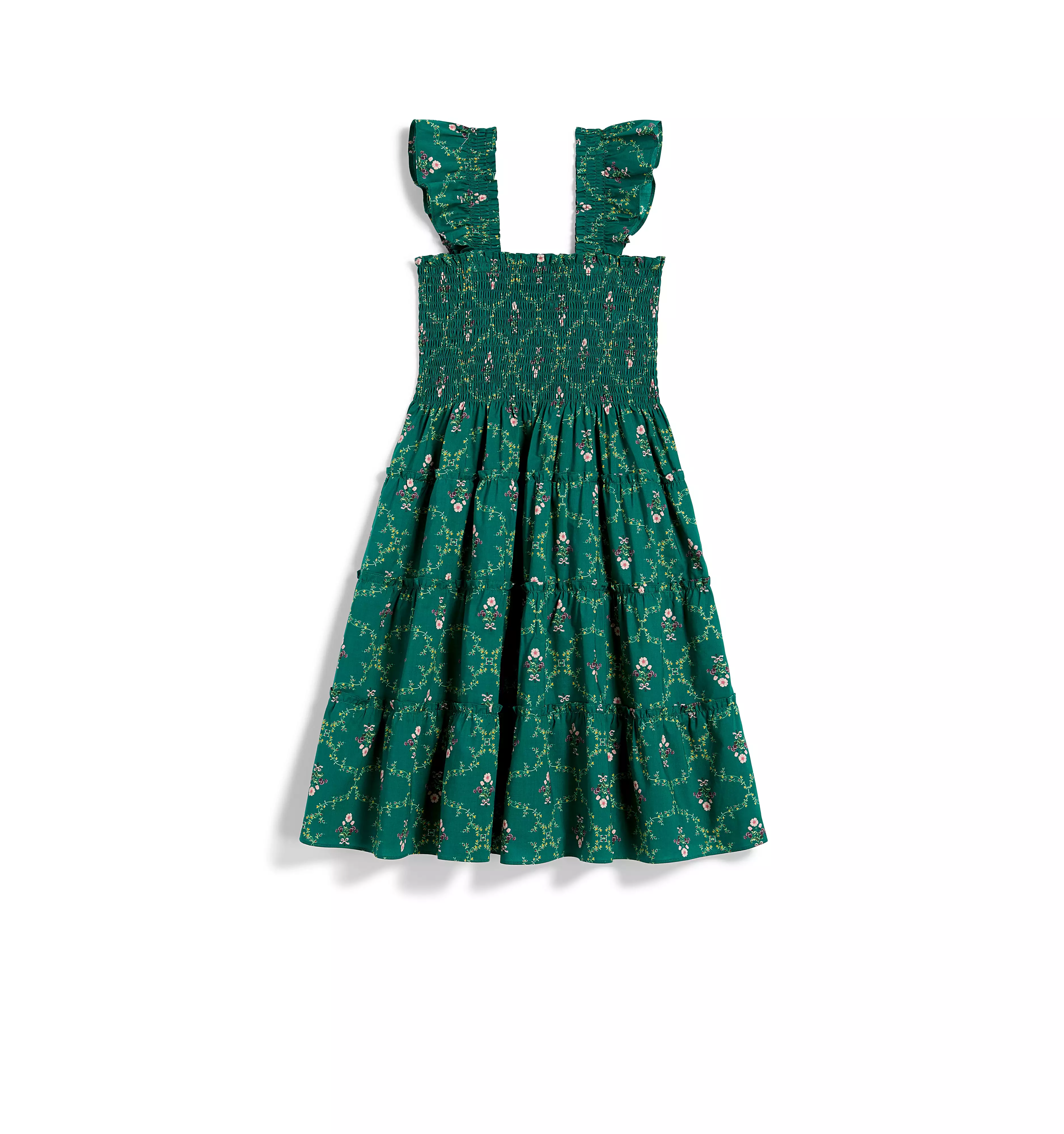 The Tiny Ellie Nap Dress - Emerald Trellis Poplin