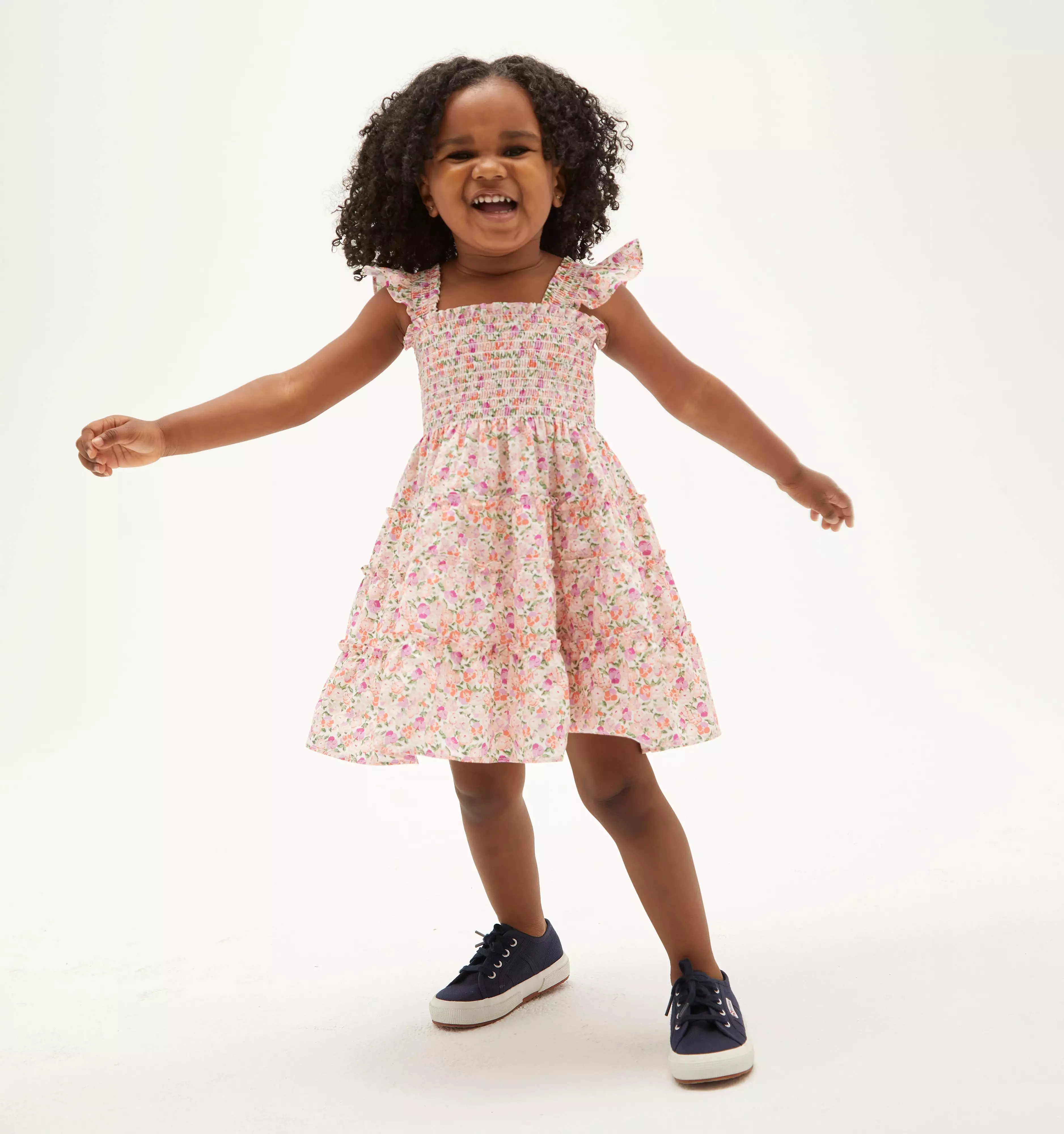 The Tiny Ellie Nap Dress - Pansy in Pink Multi Cotton