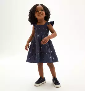 The Tiny Ellie Nap Dress - Petite Fleur in Navy Cotton Sateen