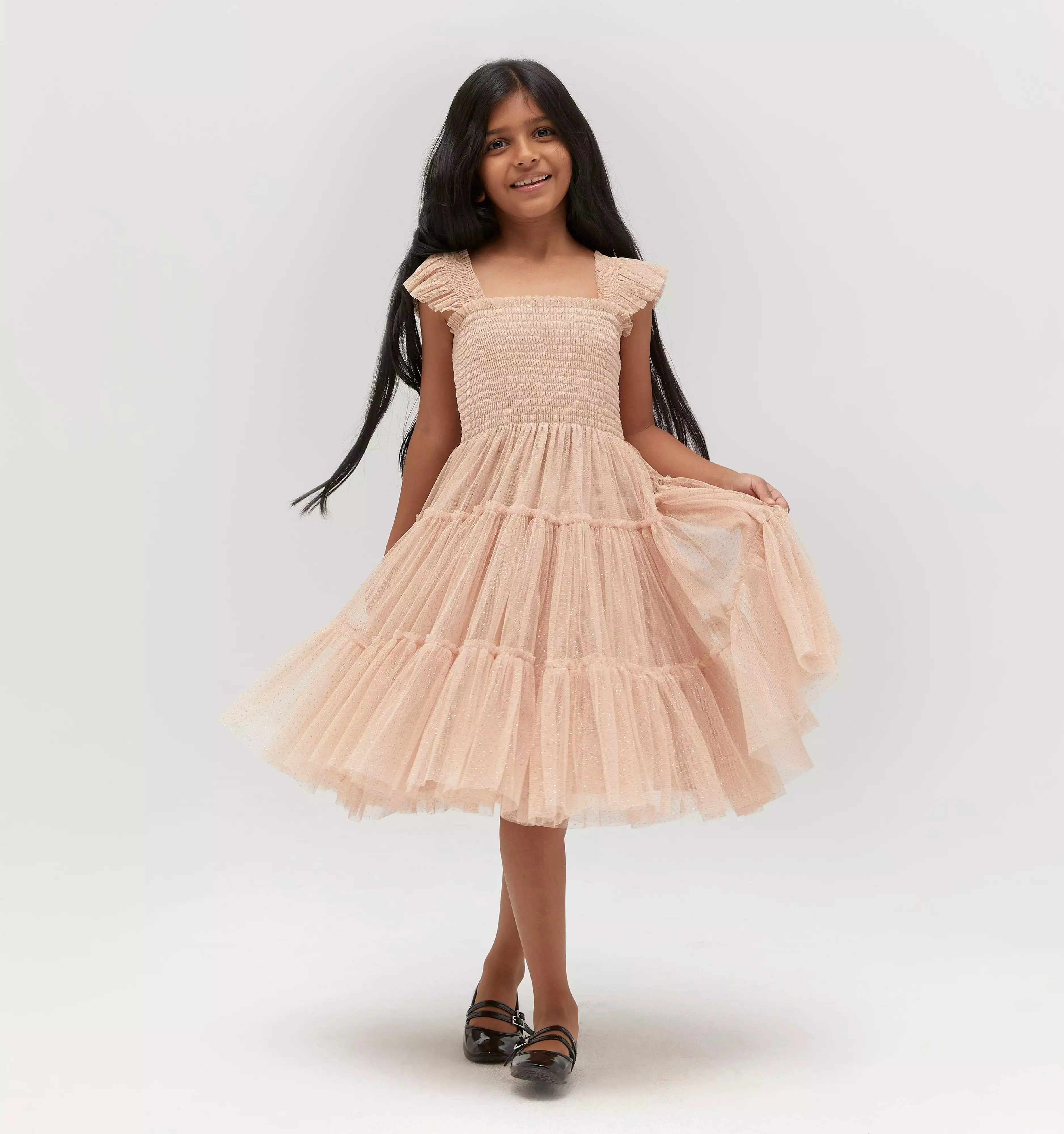 The Tiny Tulle Ellie Nap Dress - Blush Glitter Tulle