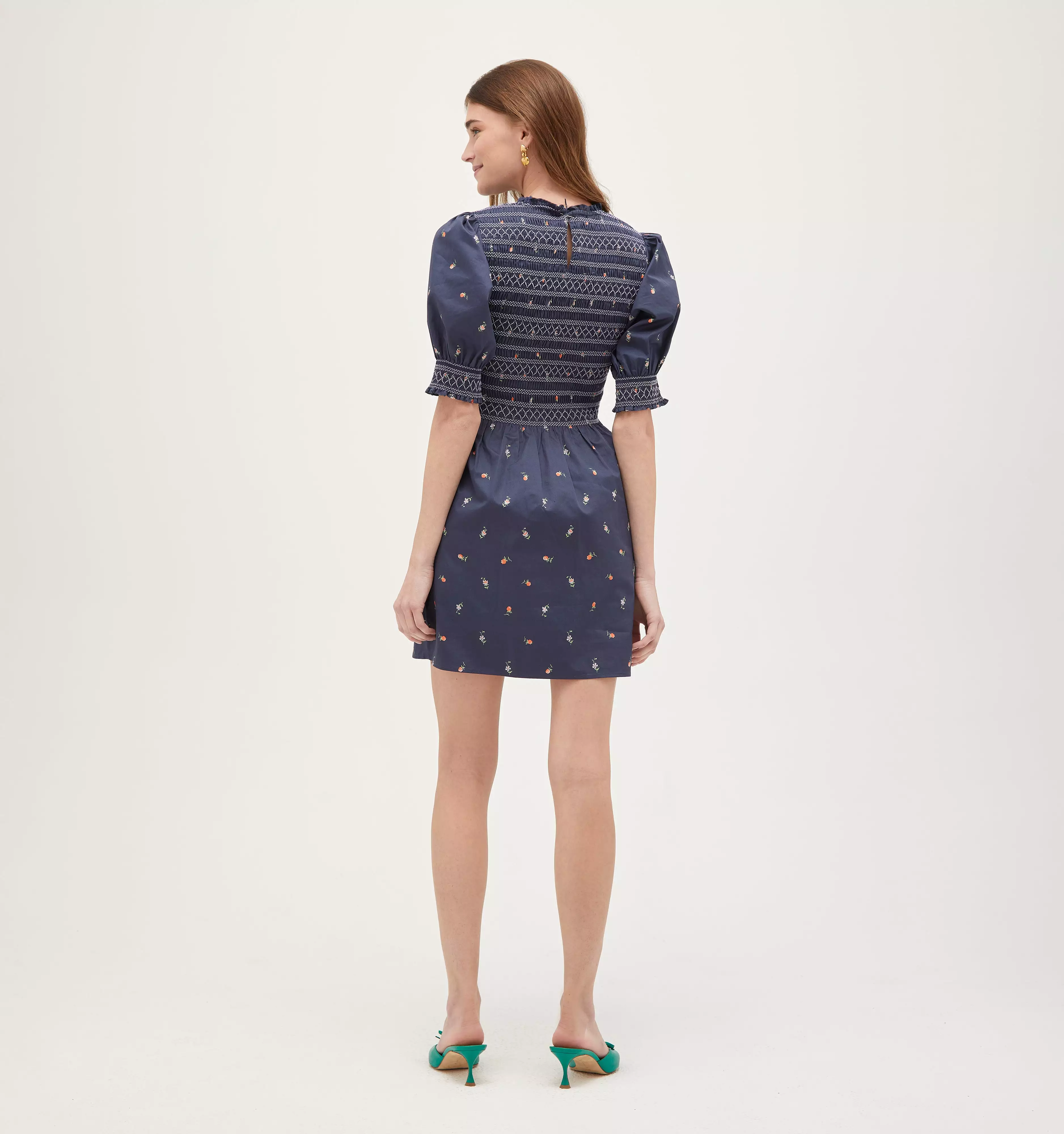 The Vivi Nap Dress - Petite Fleur in Navy Cotton Sateen