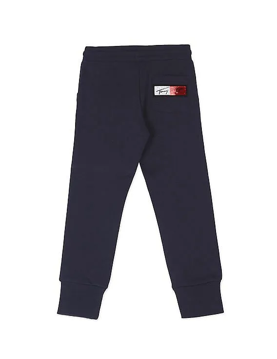 Tommy Hilfiger Kids Girls Navy Drawstring Waist Solid Joggers