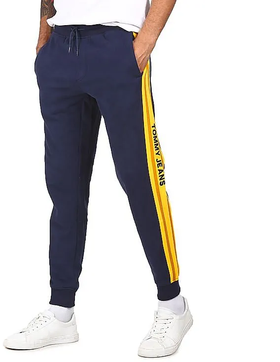 Tommy Hilfiger Men Navy Contrast Taping Drawstring Waist Joggers