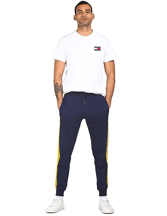 Tommy Hilfiger Men Navy Contrast Taping Drawstring Waist Joggers