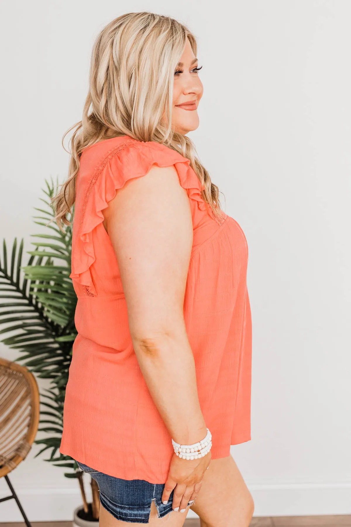 Tranquil Days Sleeveless Blouse- Coral