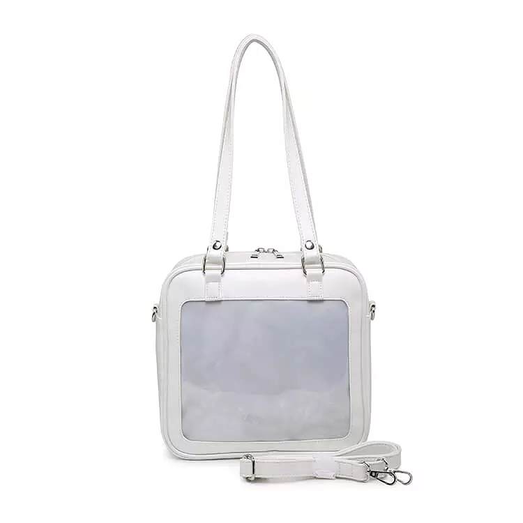 Transparent Pu Single Shoulder Bag Messenger Backpack by0128