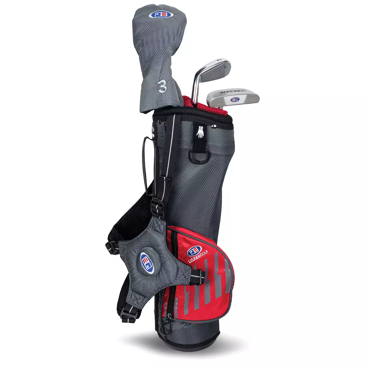 US Kids UL39-s 3 Club Stand Set RH, Grey/Red Bag