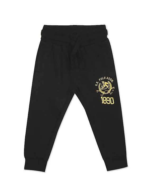 U.S. Polo Assn. Kids Boys Black Drawstring Waist Solid Joggers