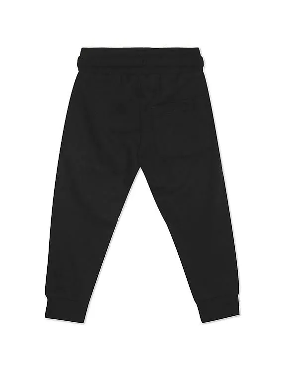 U.S. Polo Assn. Kids Boys Black Drawstring Waist Solid Joggers