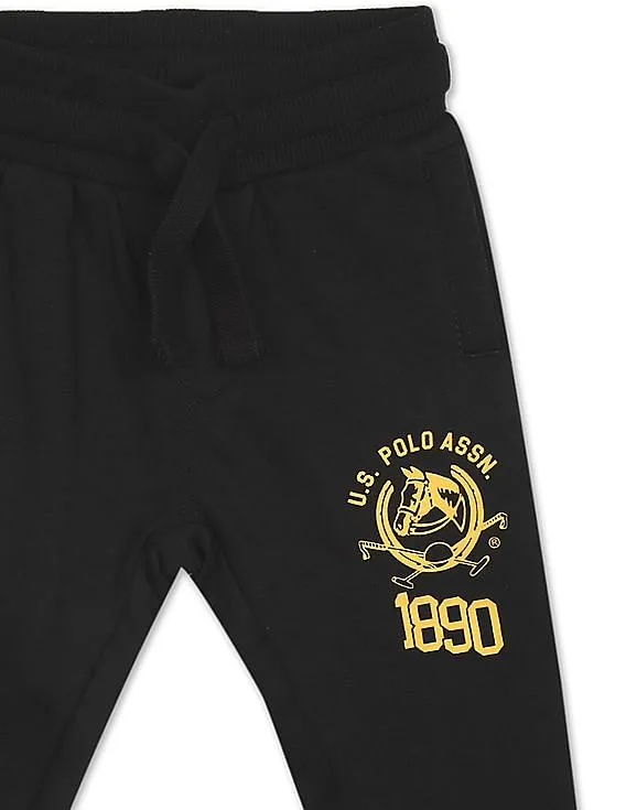 U.S. Polo Assn. Kids Boys Black Drawstring Waist Solid Joggers