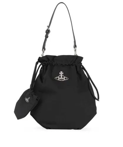 Vivienne Westwood Black Re Nylon Drawstring Pouch Bag | Jules B