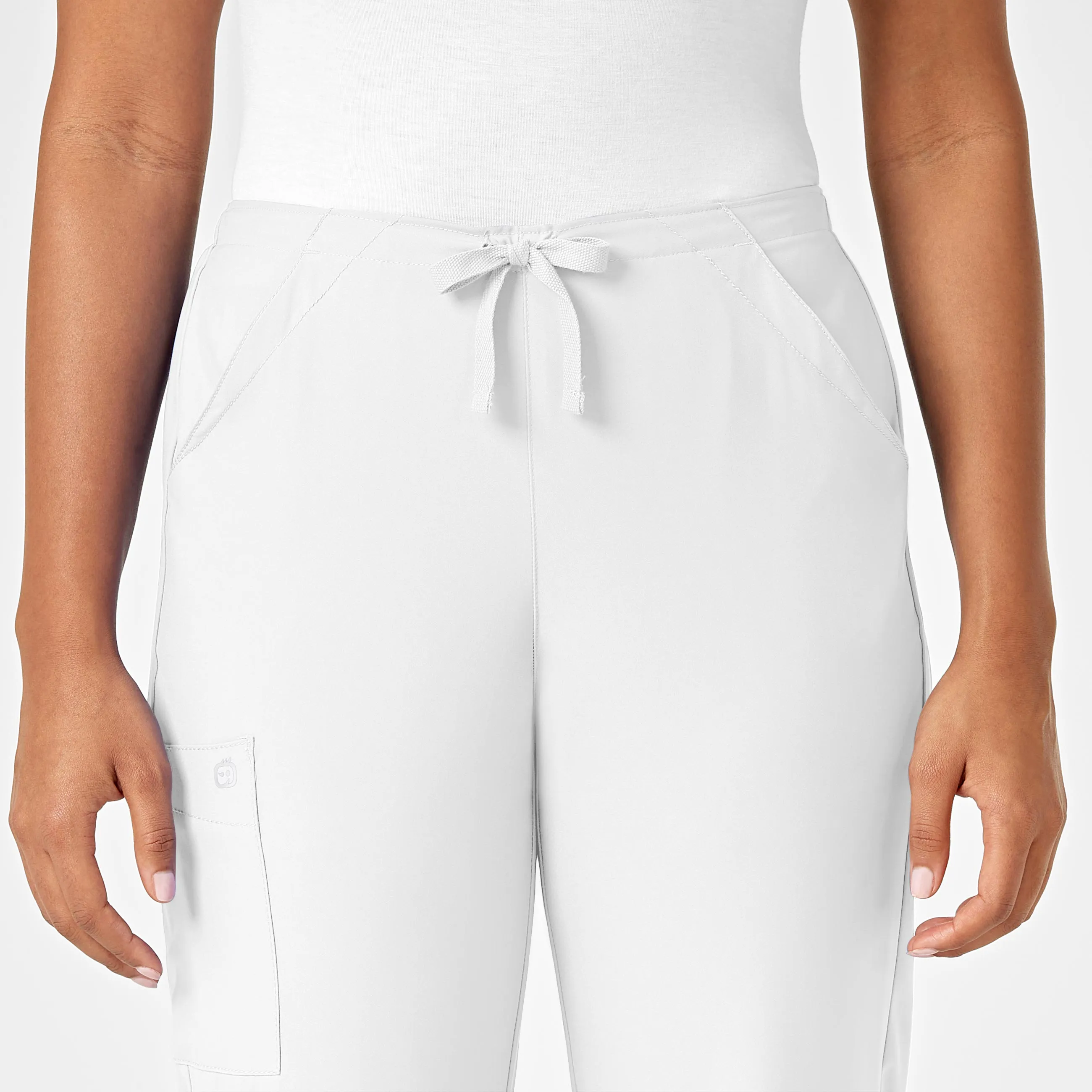 W123 Women's Drawstring Scrub Pant - White