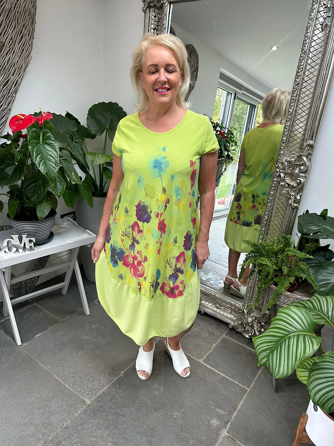 Watercolour Printed Floral Dress Kiki