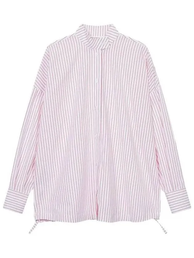 Women s Drawstring Stripe Pattern Shirt Red 271980