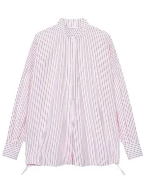 Women s Drawstring Stripe Pattern Shirt Red 271980